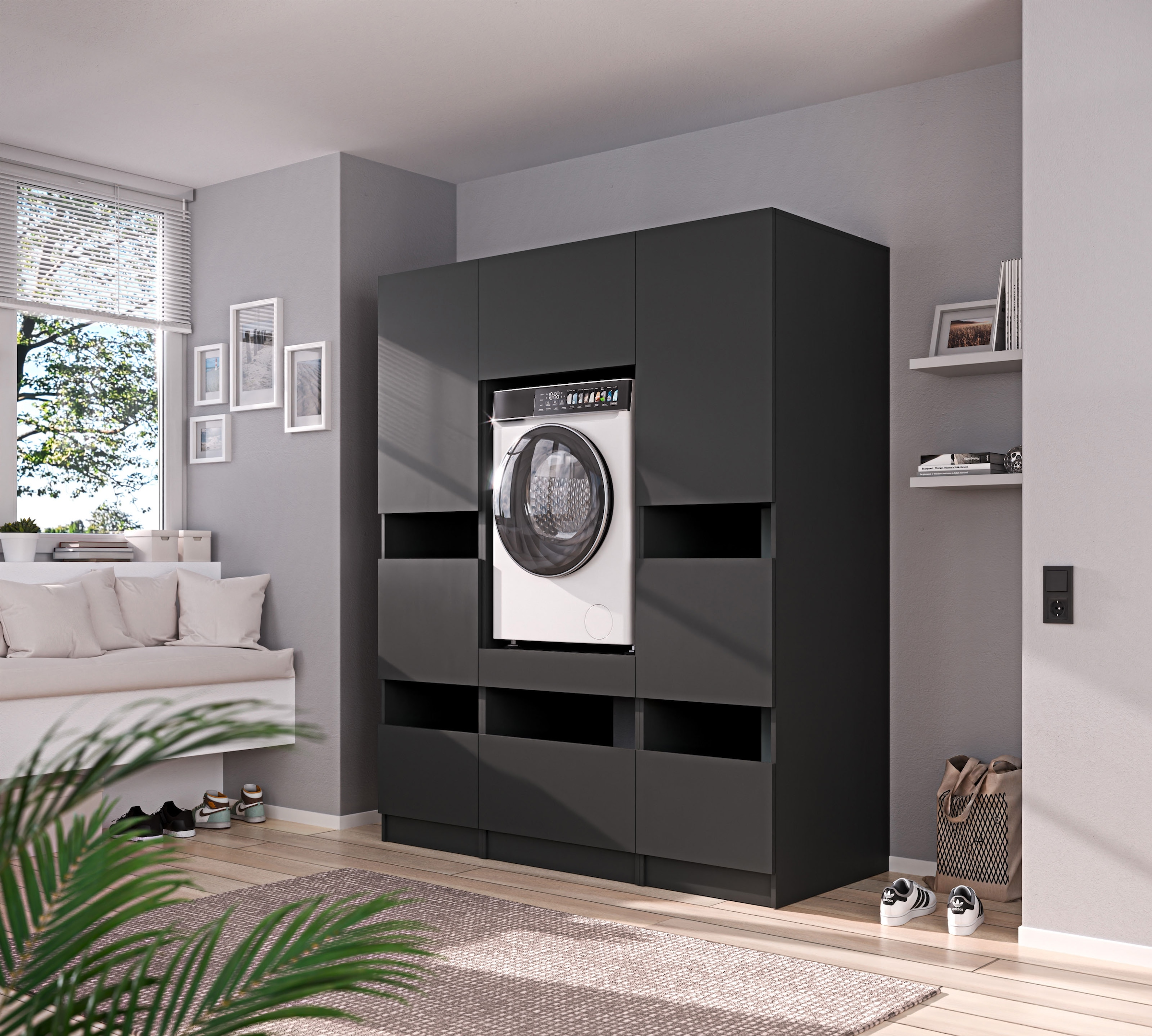 BASIC by Balculina Mehrzweckschrank-Set »Washhome B/T/H 168x68x200 cm« 3 Stk. tlg.