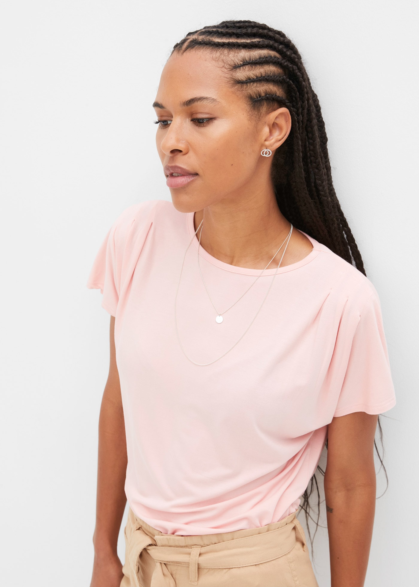 bonprix T-Shirt Oversize-Passform, Kurzarm, mit Raffung an der Schulter