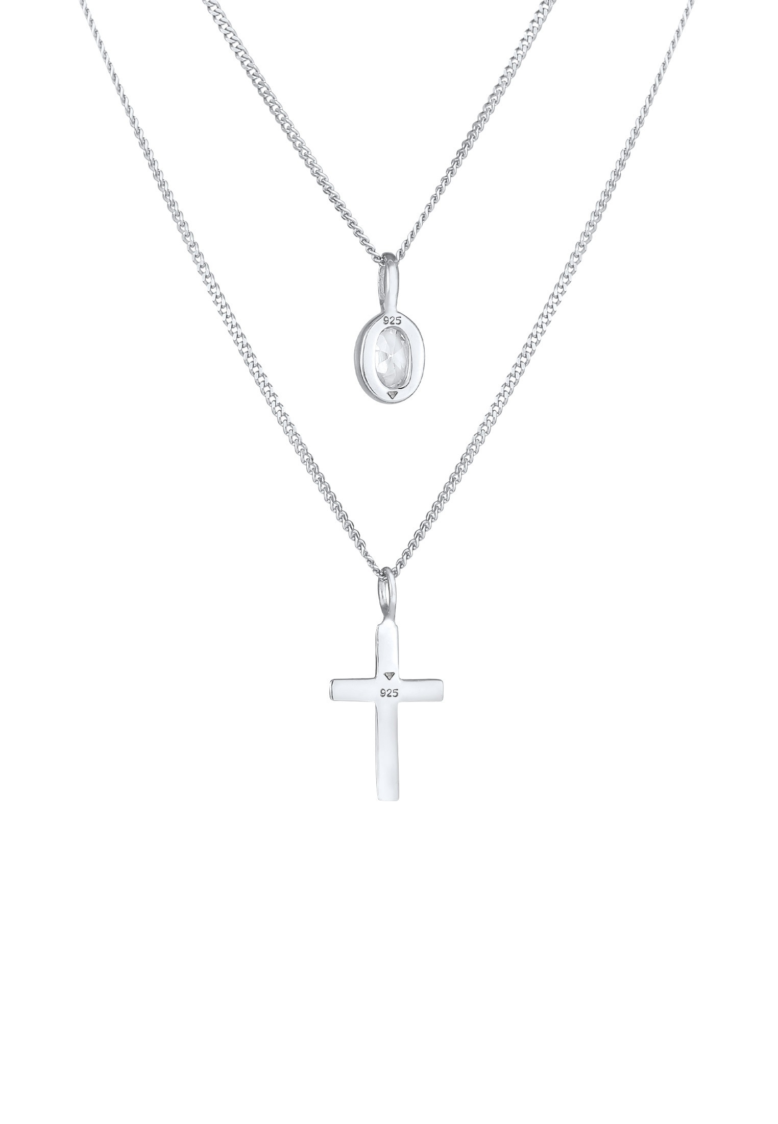 Elli Silberkette »Halskette Layer Zirkonia Kreuz Glaube 925 Silber«