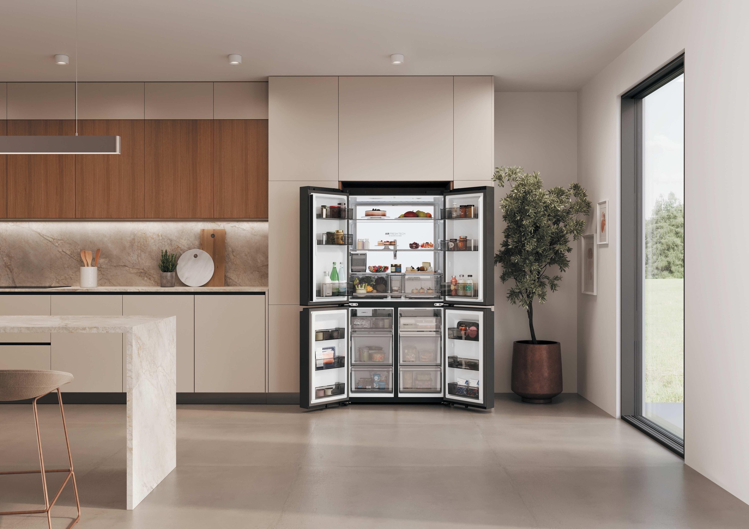 Haier Multi Door Horizon Collection »HCR79F18CHMB« 182,5 cm hoch 90,5 cm breit Wasserdispenser & Eiswürfelbereiter