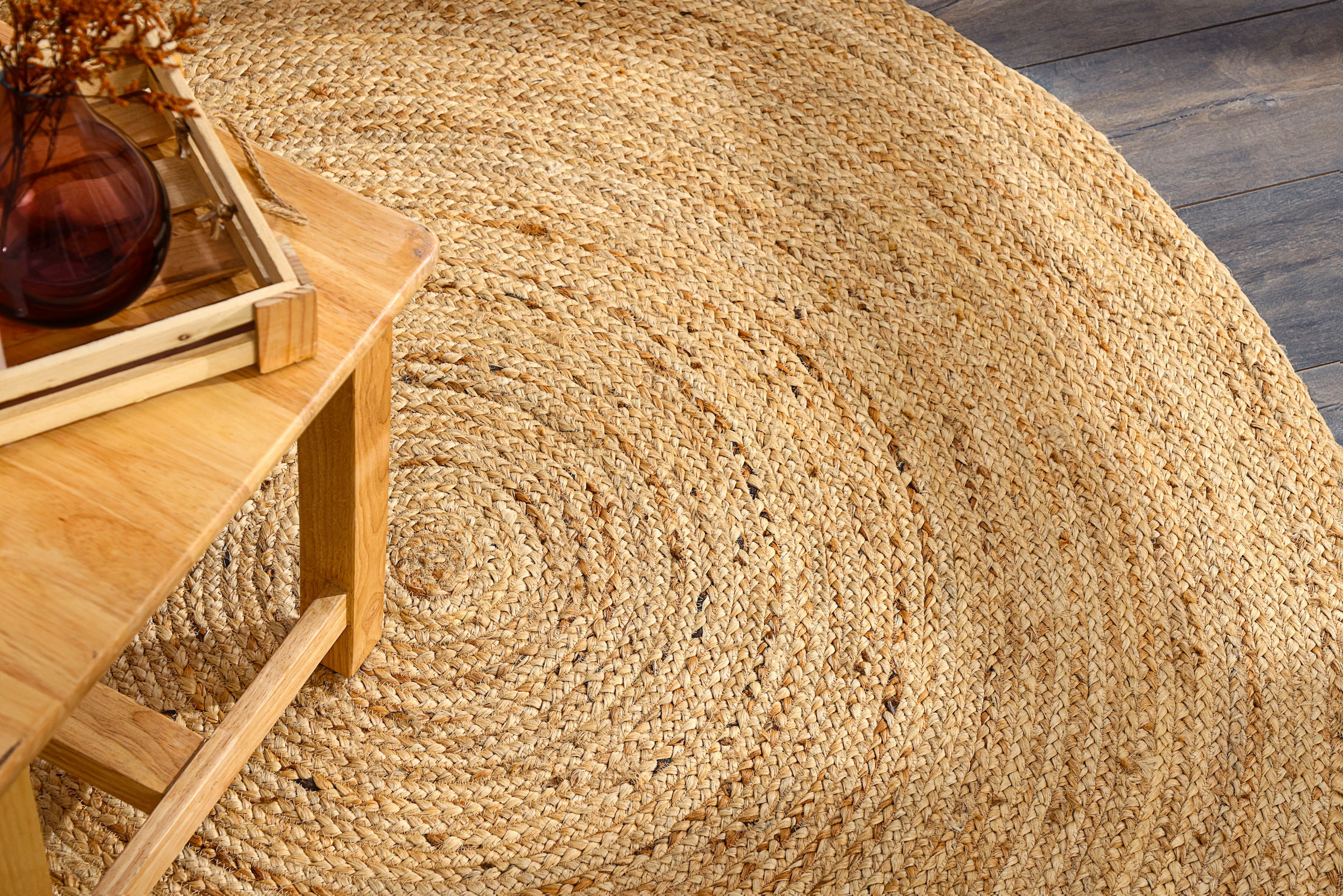 Myflair Möbel & Accessoires Teppich »Lola«, rund, 10 mm Höhe, Juteteppich, Wendeteppich, handgeflochten, 100% Naturfaser, Boho-Style