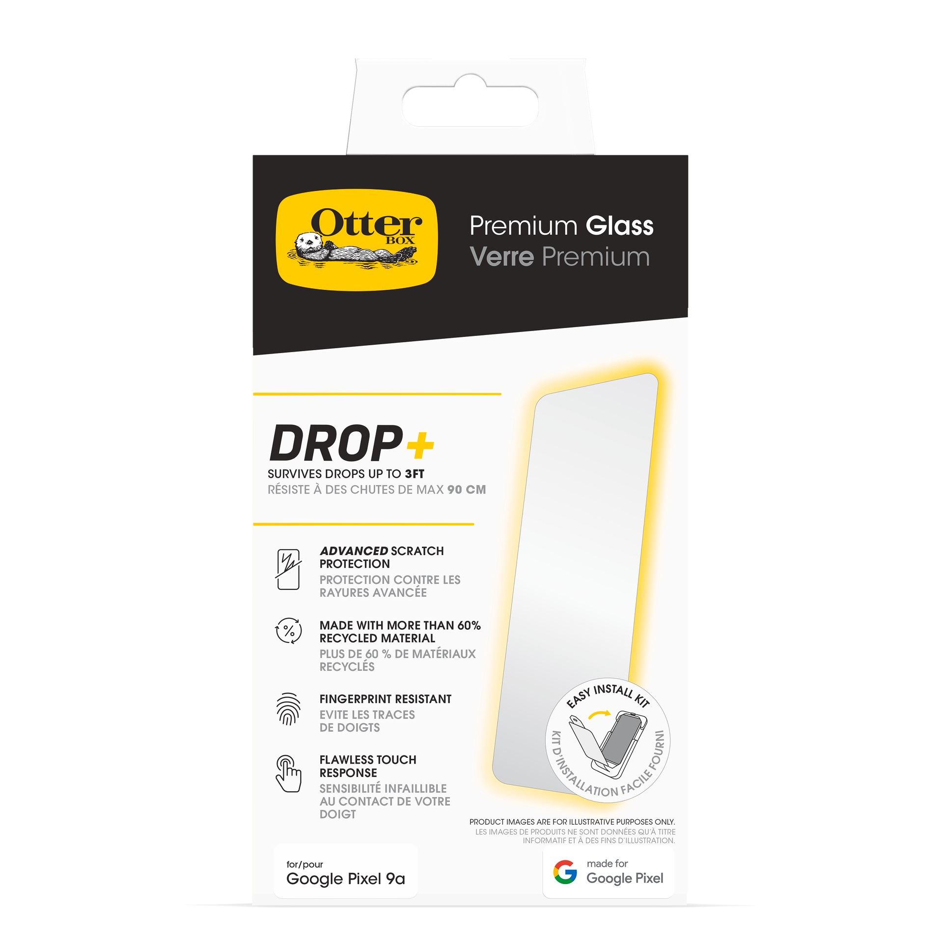 Otterbox Displayschutzglas »Premium Glass Screen Protector« für Google Pixel 9a Displayschutzfolie, Schutzfolie, Bildschirmschutz, kratz- & stoßfest
