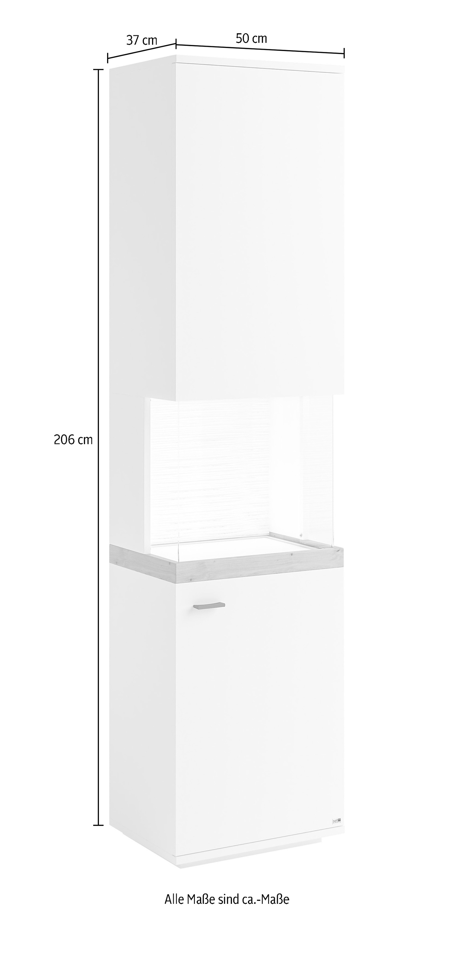 set one by Musterring Glasvitrine »Lancaster«, Farben weiß oder grau mit Eicheabsetzung, mit LED-Beleuchtung