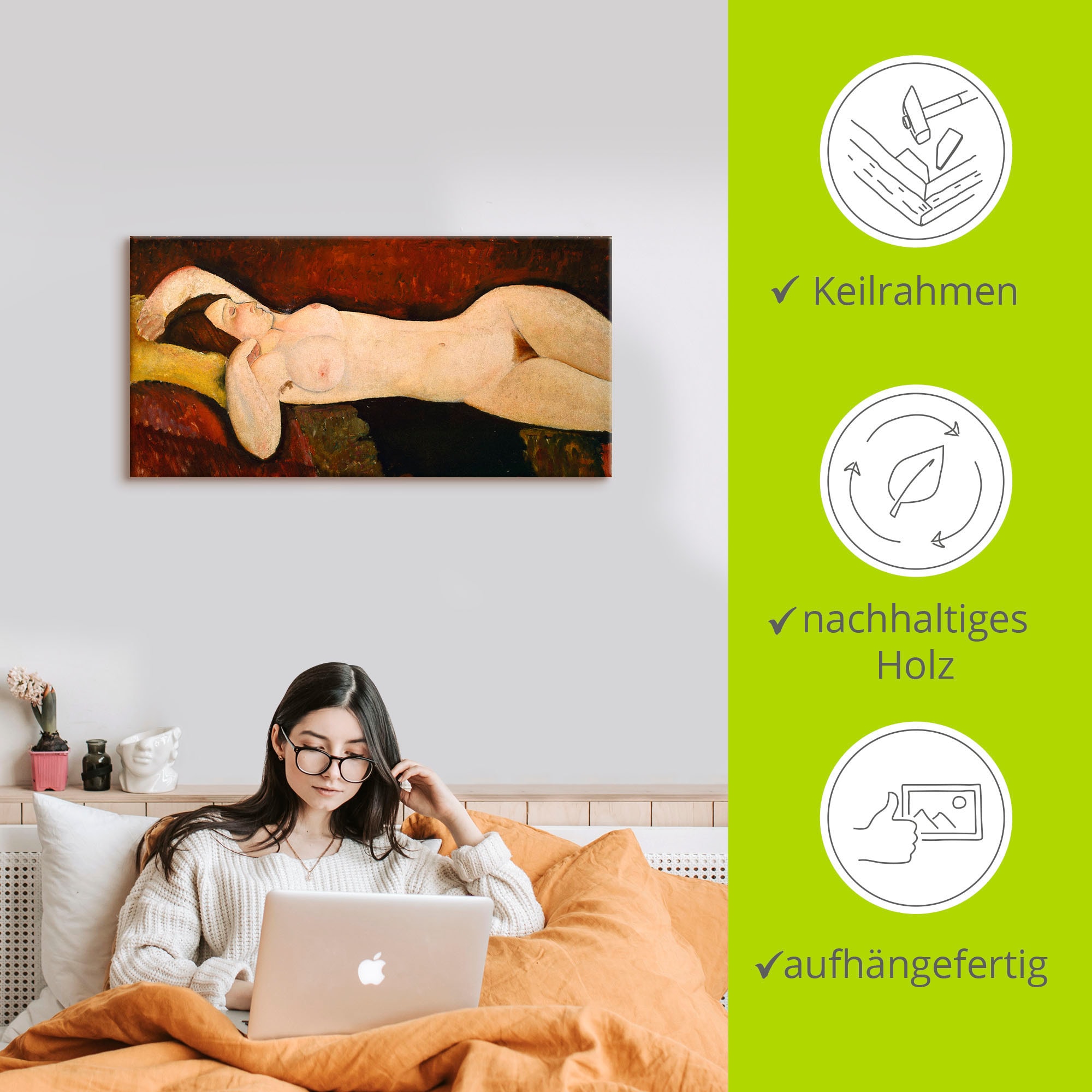 Artland Wandbild »Akt einer schlafenden Frau«, Frau, (1 St.), als Leinwandbild, Poster in verschied. Größen