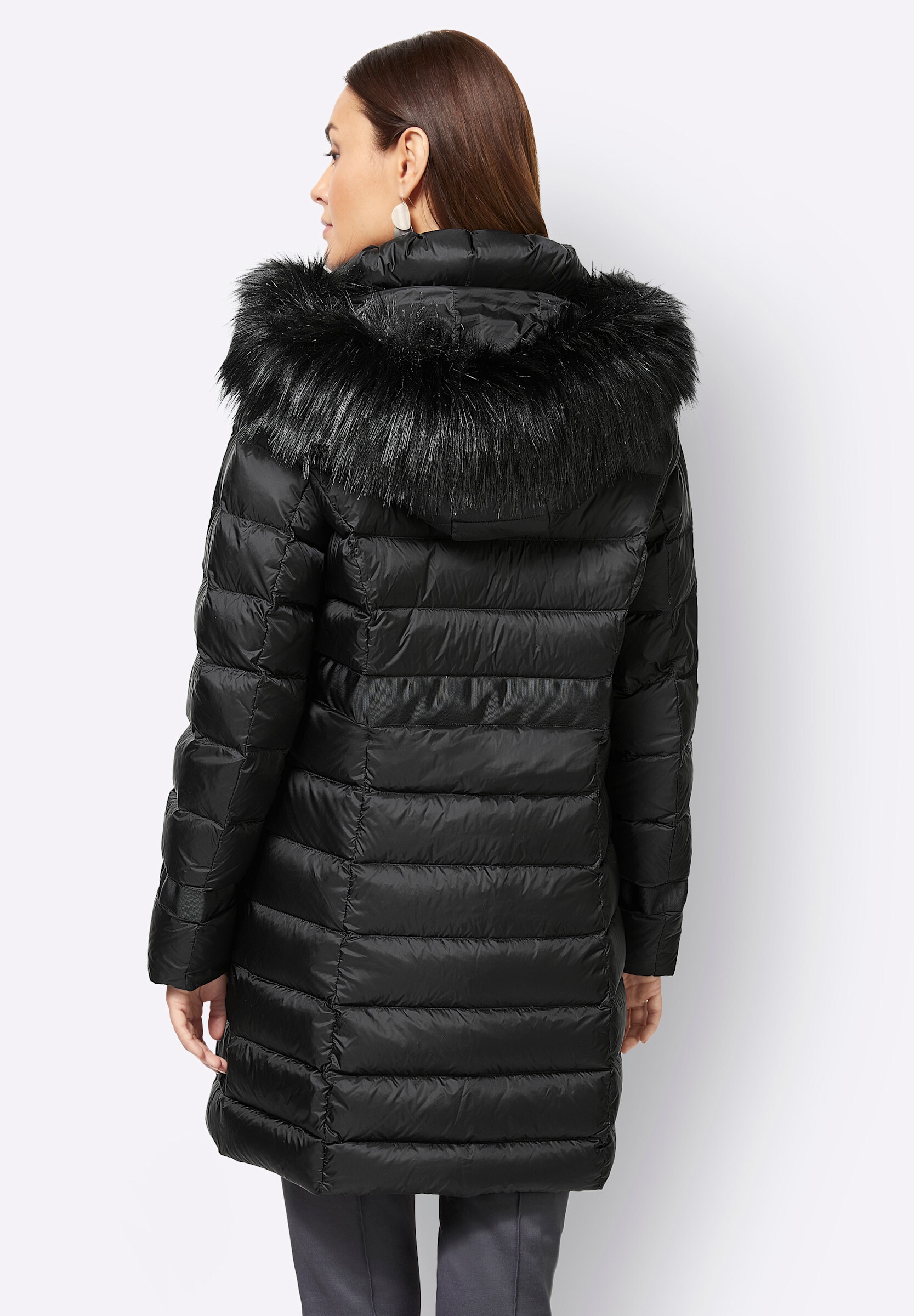 MANISA Daunenjacke »Daunenjacke Daunenjacke mit Pelz-Imitat-Detail« Abnehmbare Kapuze