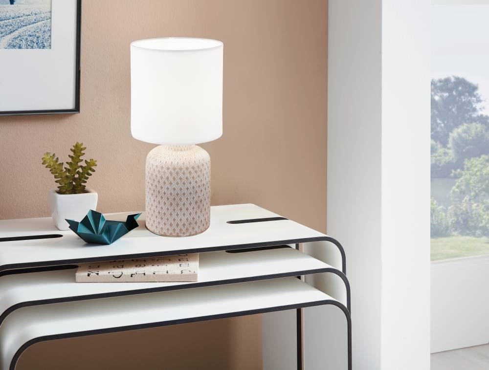 EGLO Tischleuchte »BELLARIVA«, 1 flammig, Leuchtmittel E14 | ohne Leuchtmittel, H 32 cm, Tischlampe, weiß, Nachttischleuchte, Lampe, Boho, Skandi