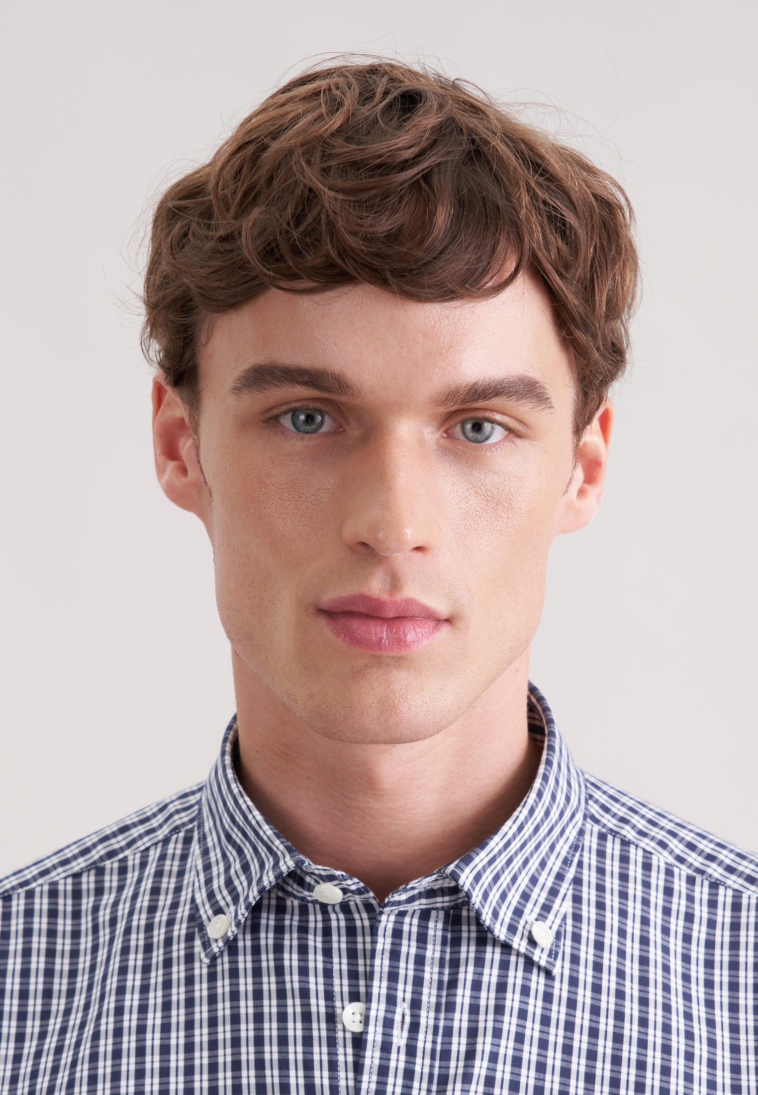 seidensticker Businesshemd Regular 1/1 Button-Down-Kragen Karo
