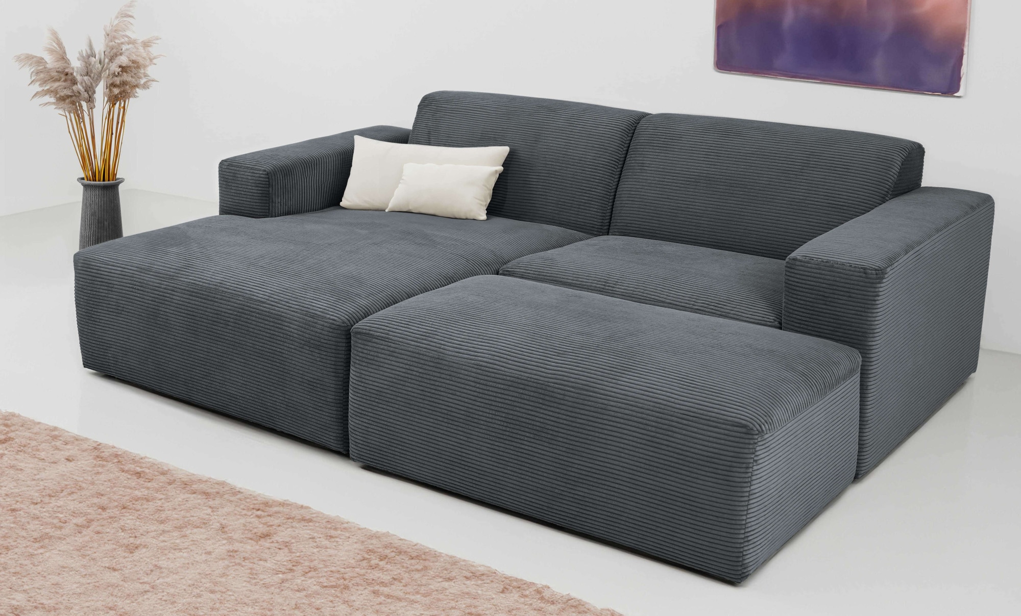 INOSIGN Ecksofa »Koa,228cm, L-Form, Modulsofa, Webstoff, Cord«, Designsofa, Set, Hocker inklusive, weicher Lounge-Sitzkomfort
