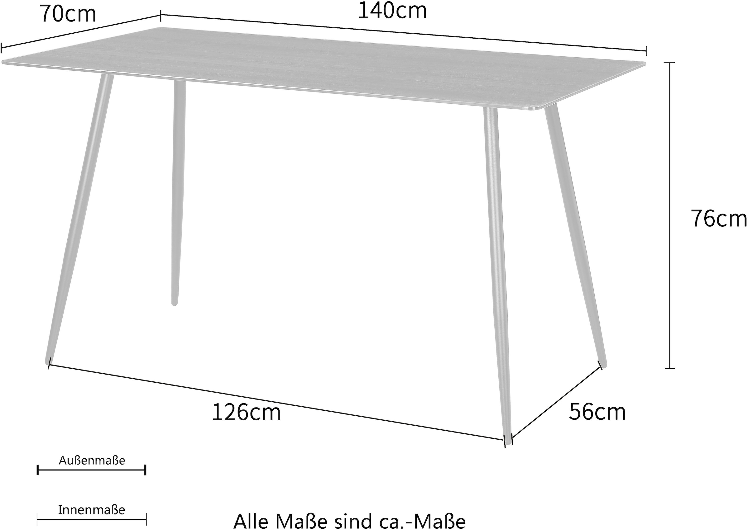 Home affaire Essgruppe »Arhus Esstisch Stühle Esszimmer Set«, (Set, 5 tlg.), mit Glasplatte in Holzoptik, weicher Samtvelours Bezug