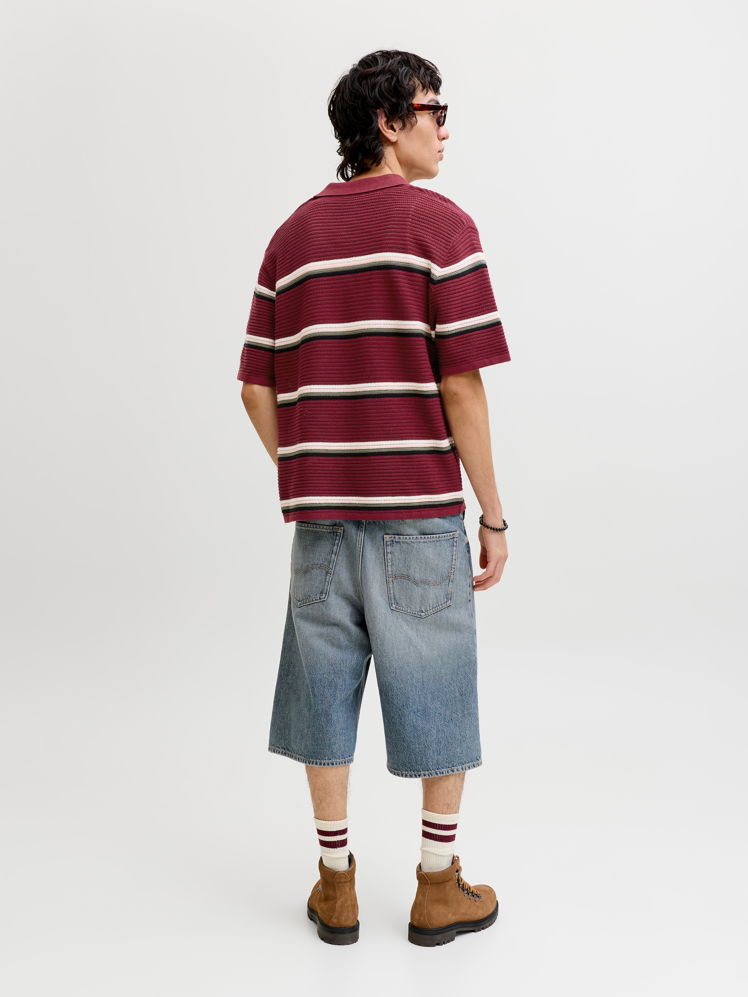 Jack & Jones Polokragenpullover »JORMAINE KNIT STRIPE POLO SN« Baumwolle, relaxed fit