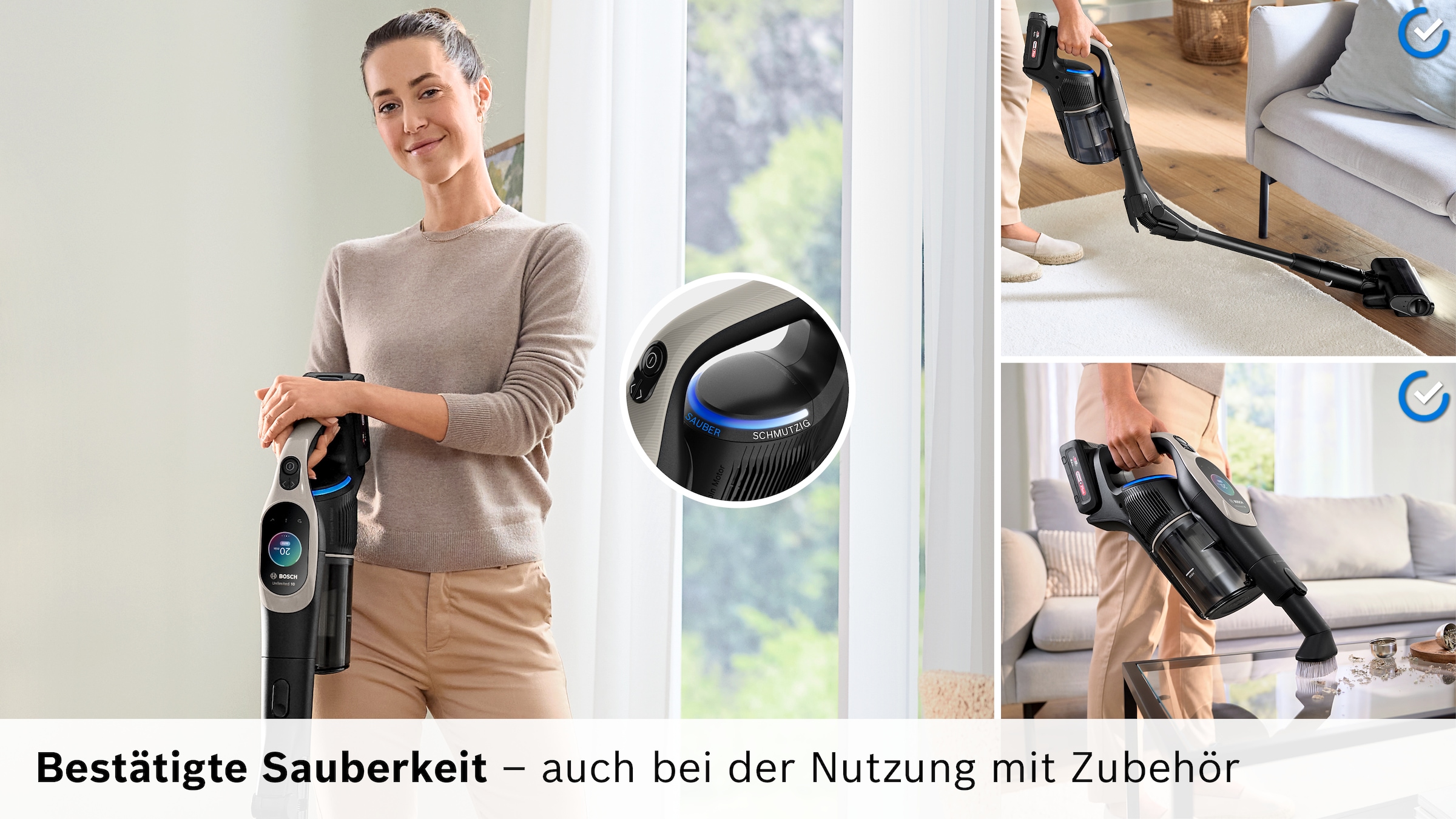 BOSCH Akku-Stielstaubsauger »BKS1042GQC« Display, Knickrohr, HEPA-Filtersystem, Schnellladegerät, 2 Akkus, grau