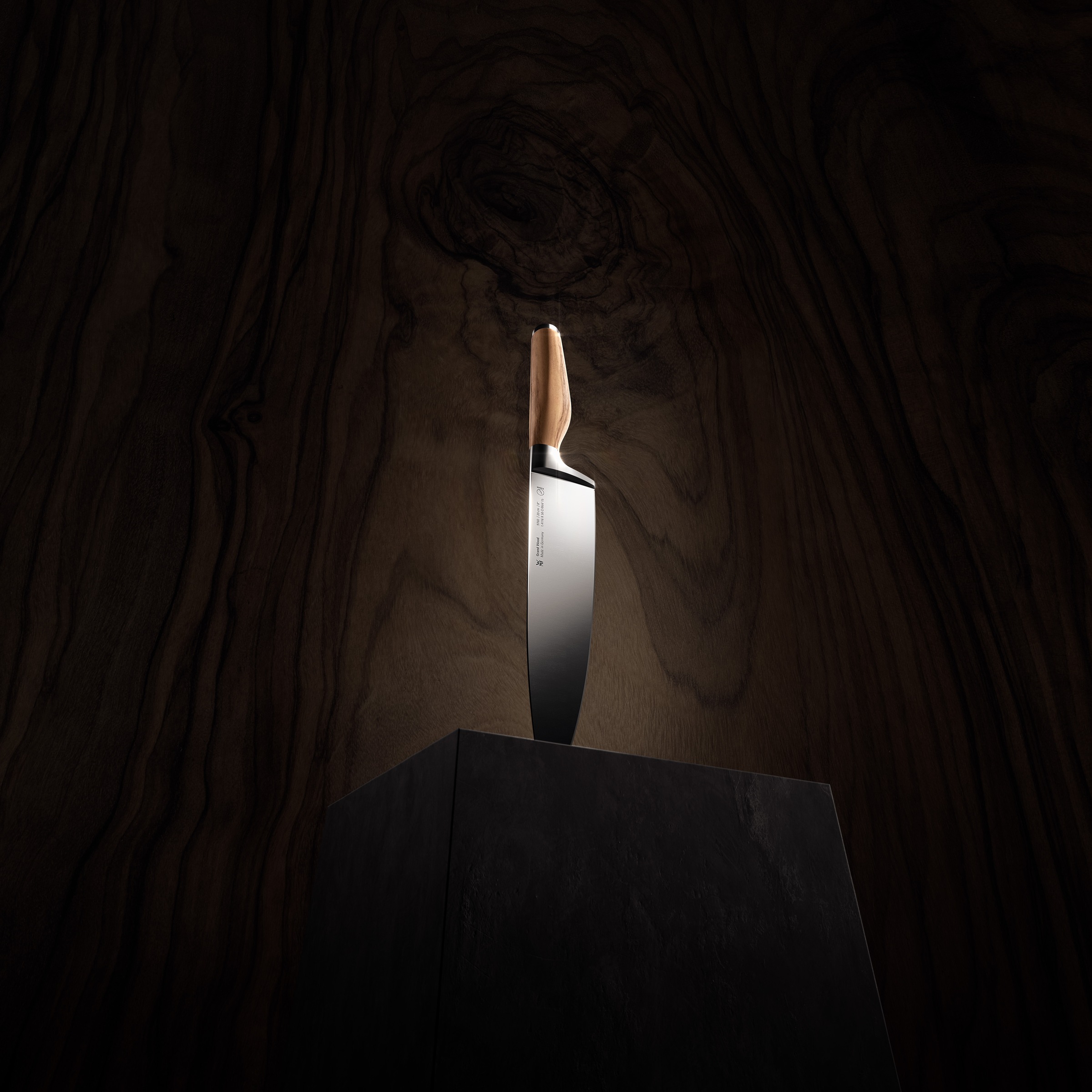 WMF Kochmesser »Grand Wood«, (1 tlg.), 20 cm, Olivenholzgriff, handgeschmiedeter Spezialklingenstahl