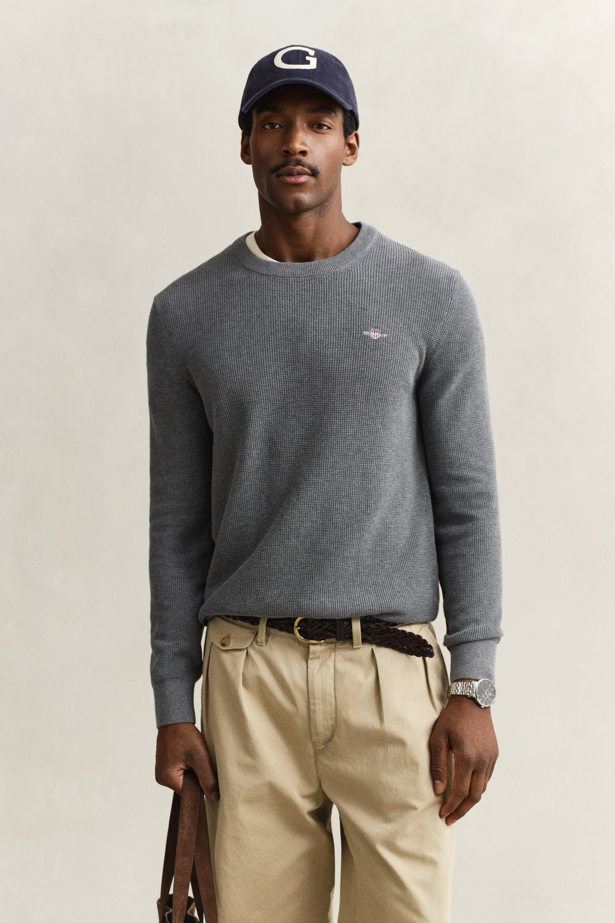 Gant Strickpullover »MICRO TEXTURED COTTON C-NECK« Regular fit mit Rundhalsausschnitt