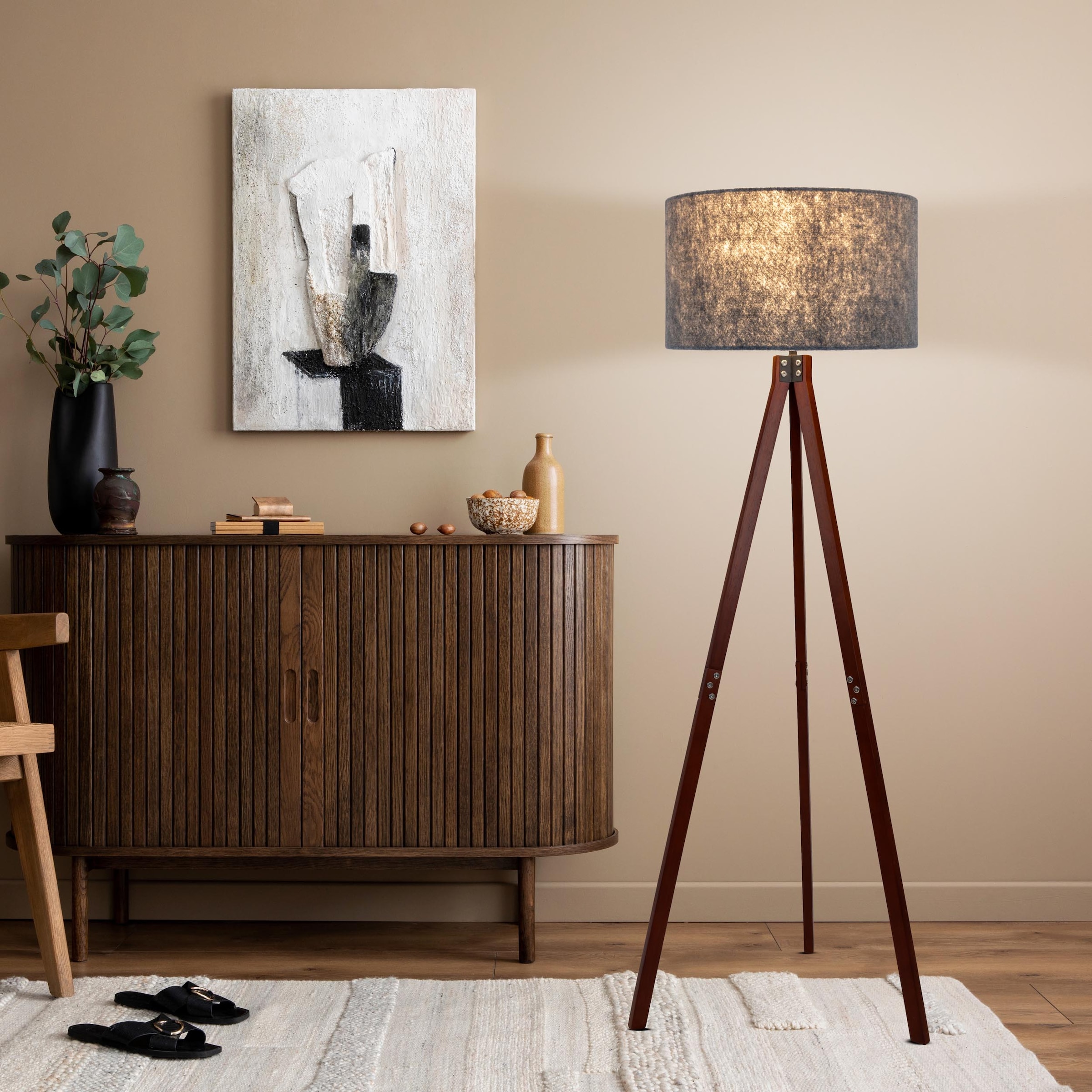 näve Stehlampe »Stehleuchte "FILCO" braun/grau H: 147 cm«, Leuchtmittel E27 | ohne Leuchtmittel, Inkl. Zuleitung ca. 180 cm / weiß;
