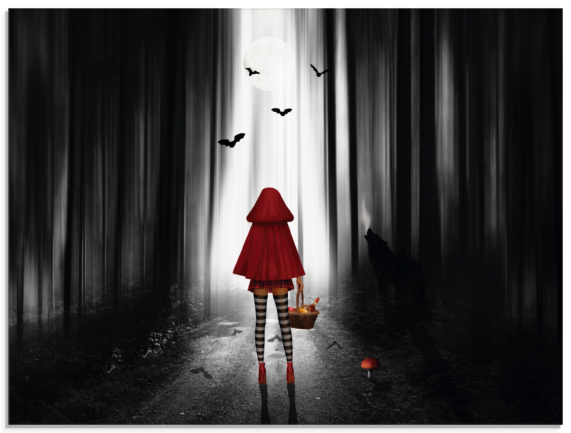 Artland Glasbild »Das Rotkäppchen auf High Heels«, Dark Fantasy, (1 St.),  in verschiedenen Größen bei OTTO