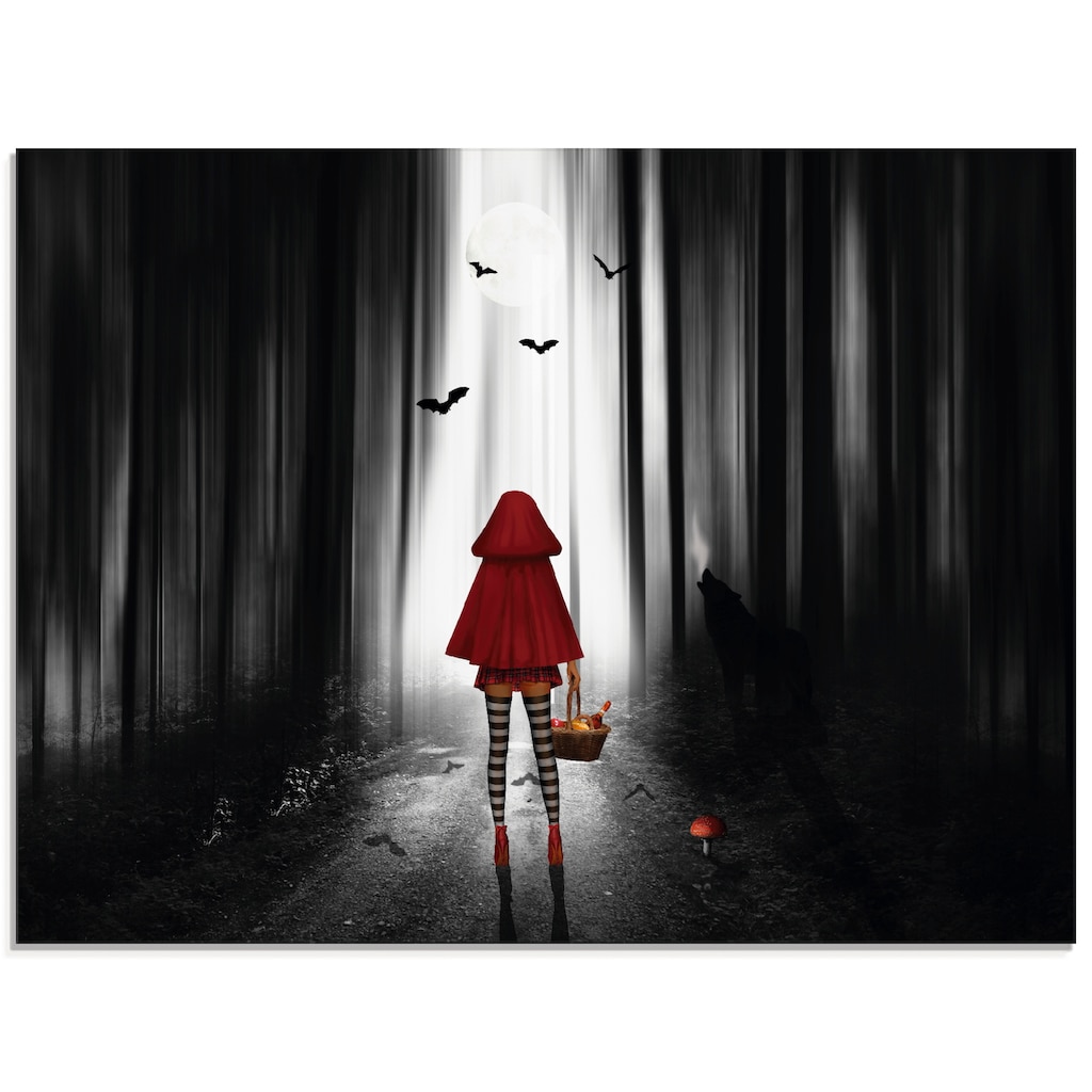 Artland Glasbild »Das Rotkäppchen auf High Heels«, Dark Fantasy, (1 St.)