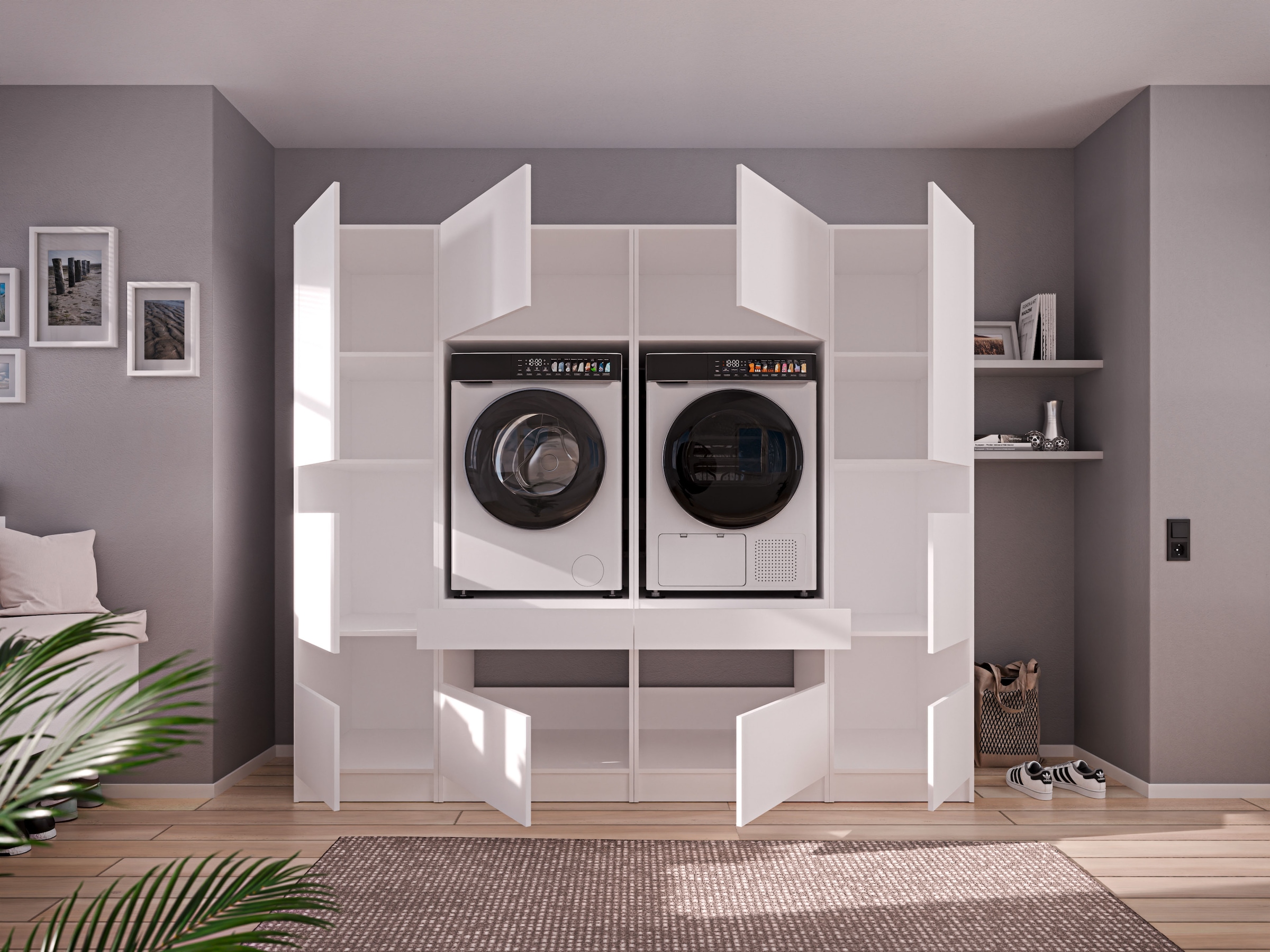 BASIC by Balculina Mehrzweckschrank-Set »Washhome B/T/H 236x68x200 cm« 4 Stk. tlg.