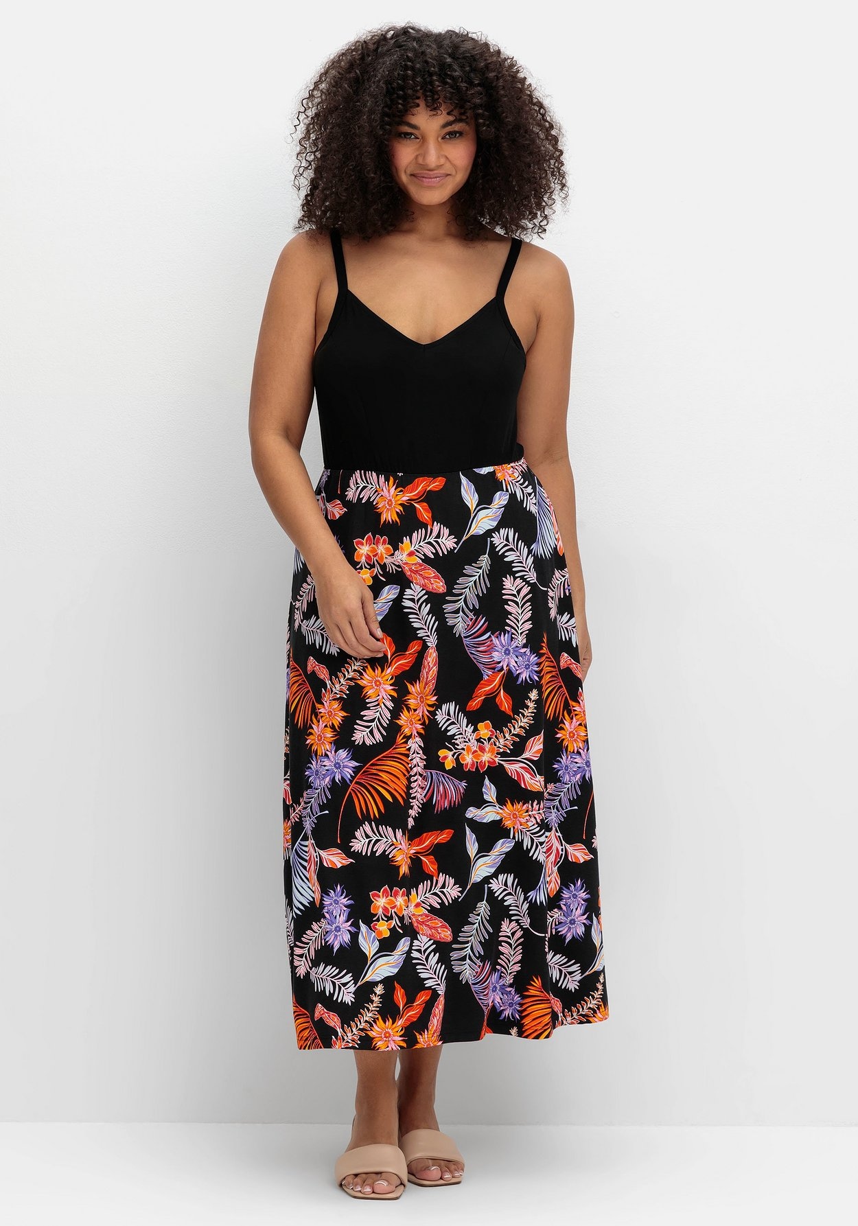 Sheego Sommerkleid »Sommerkleid mit Blumenprint, in Midilänge«