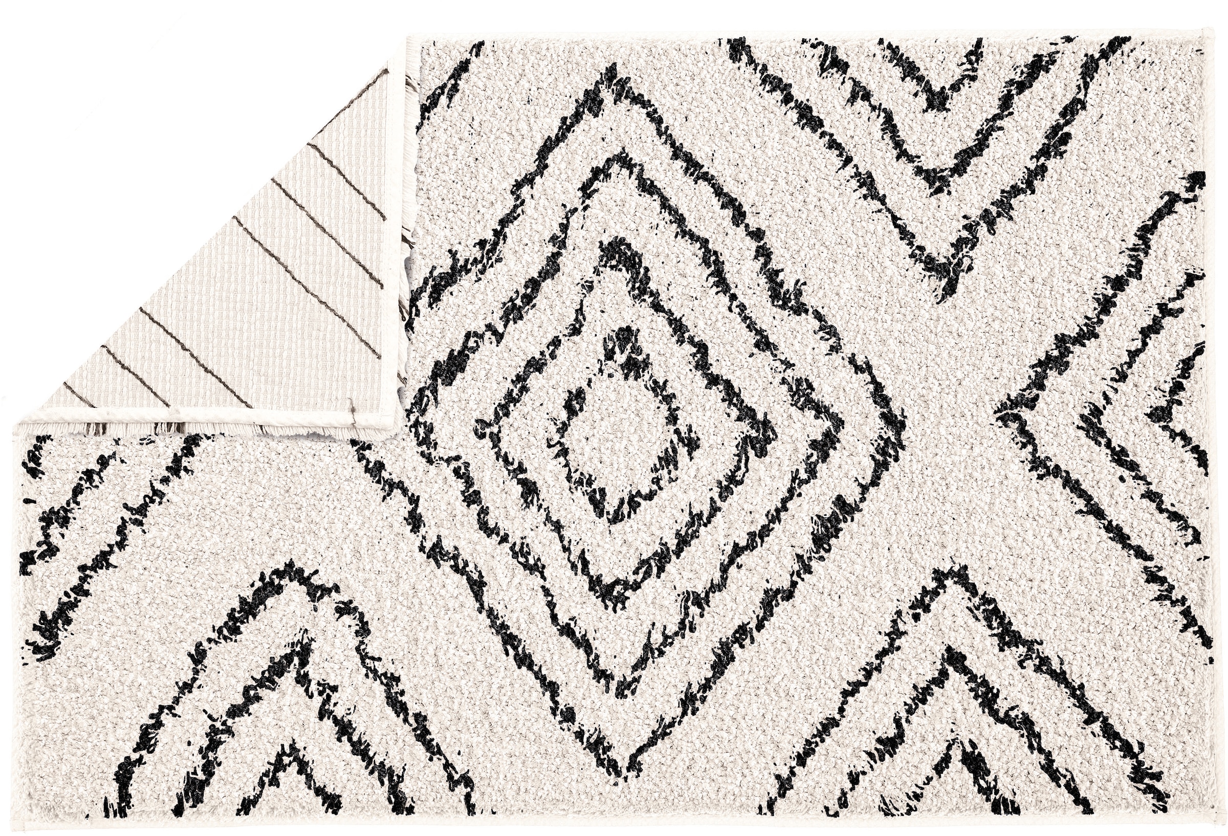 Kleine Wolke Badematte »Boho«, rutschhemmend beschichtet, fußbodenheizungsgeeignet, Badteppich, modernes Rauten Muster, reine Baumwolle, waschbar