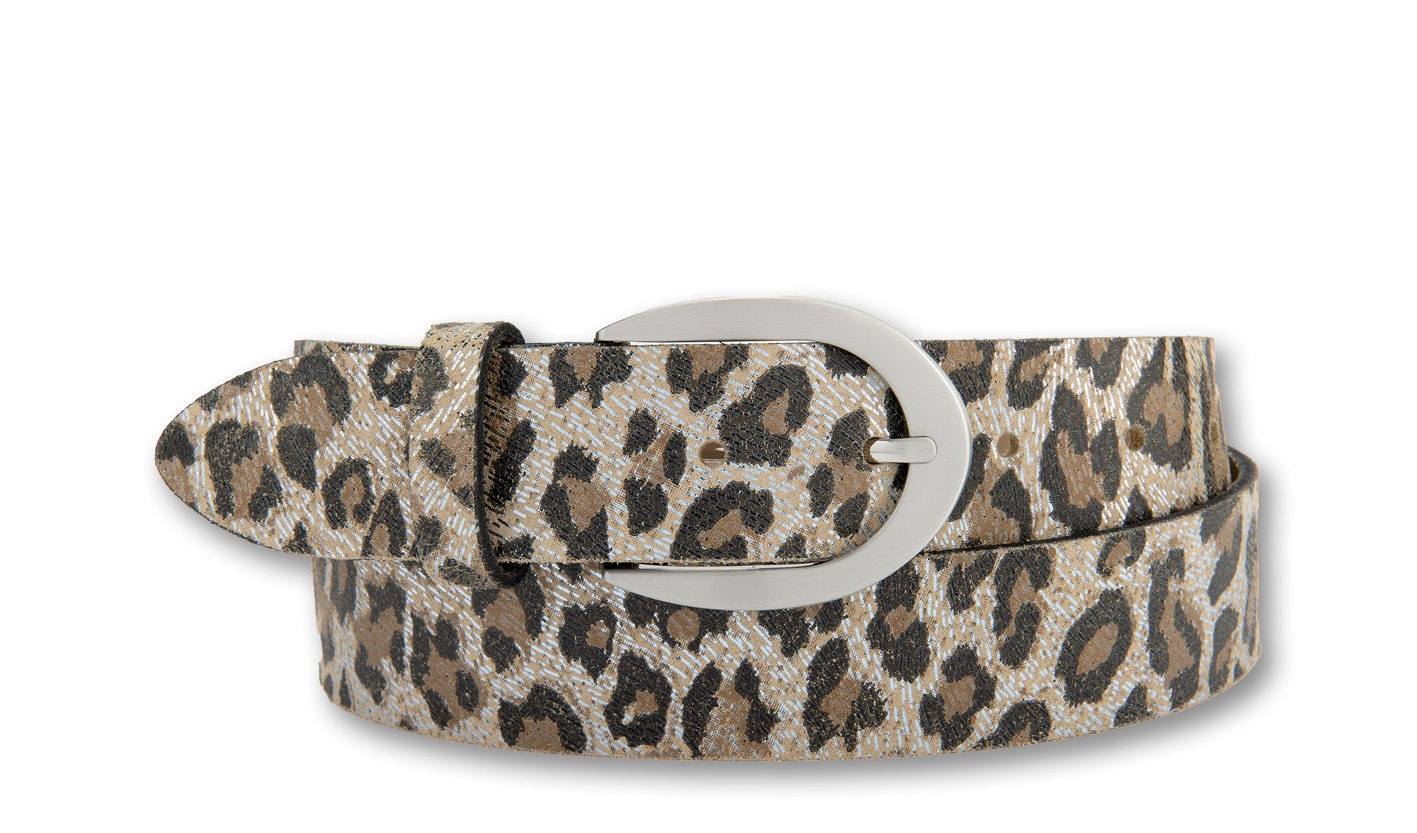 Bernd Götz Damen Ledergürtel mit Metallicprint in braun, Größe 90