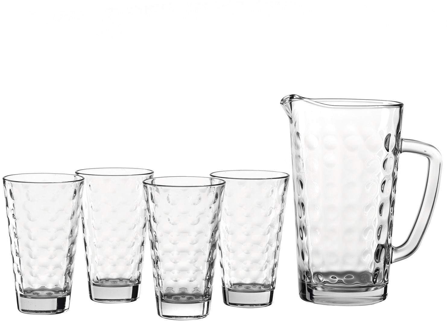 LEONARDO Gläser-Set »Optic«, (Set, 5 tlg., 1 Krug, 4 Becher), 1 Krug, 4 Becher