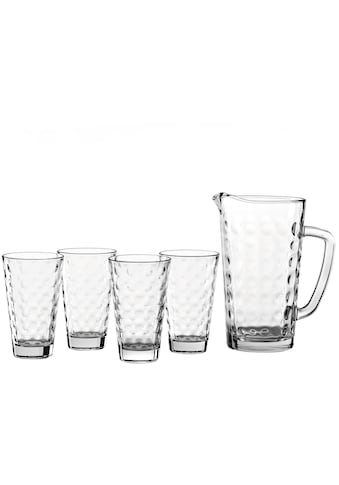LEONARDO Gläser-Set »Optic«, (Set, 5 tlg., 1 Krug, 4 Becher), 1 Krug, 4 Becher kaufen