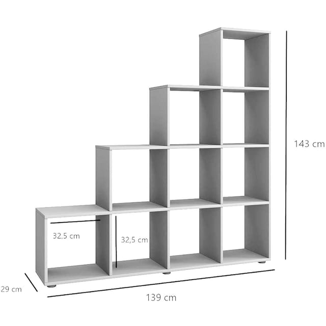 Home affaire Stufenregal »Nonjoo-Teen«, mit 10 Fächern, universell  einsetzbar, Ausf. Anthrazit Dekor im OTTO Online Shop