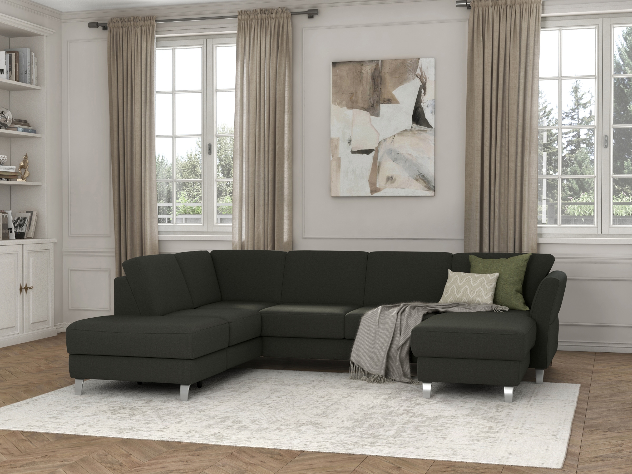 sit&more Wohnlandschaft »Visby U-Form« Wahlweise mit Bettfunktion und Stauraum, frei im Raum stellbar