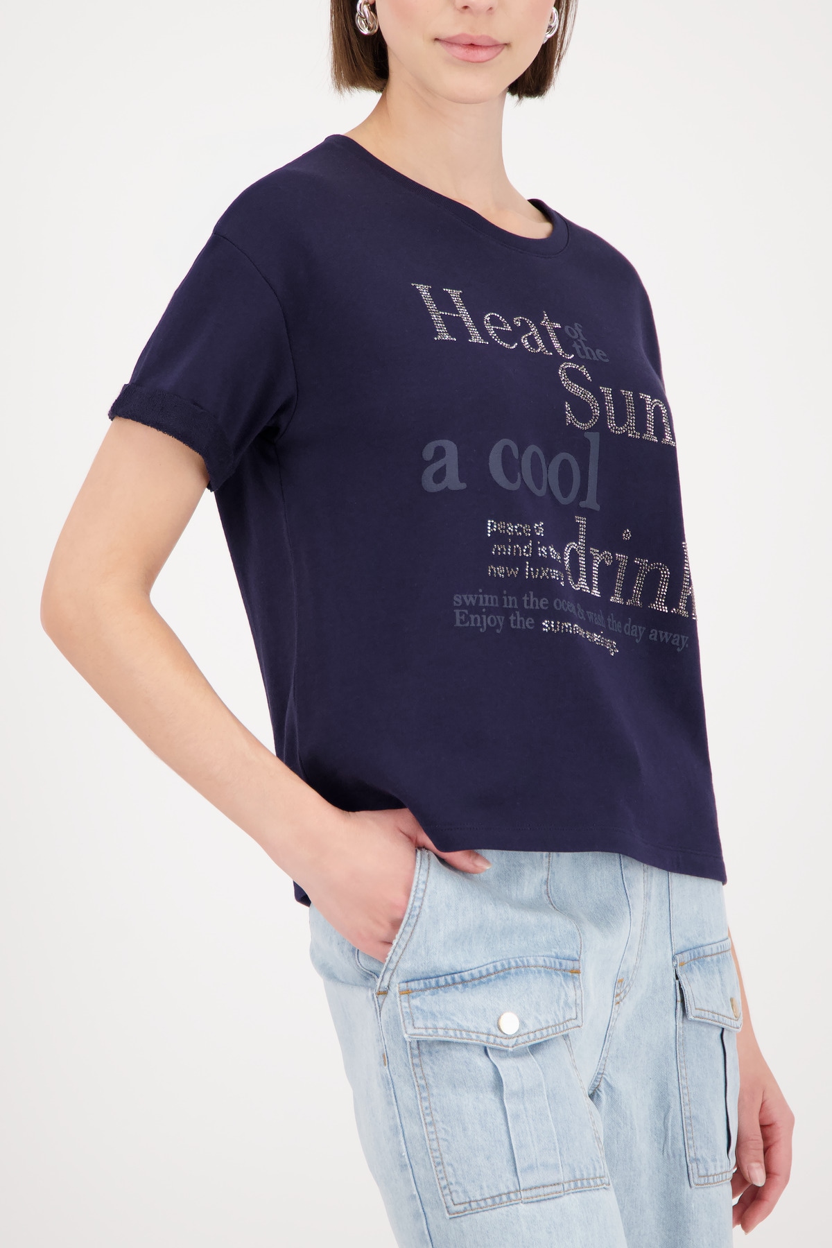 Monari Sweatshirt »Sweatshirt tonige Schrift«, Rundhalsausschnitt, bequeme Passform, Schmuck-Details
