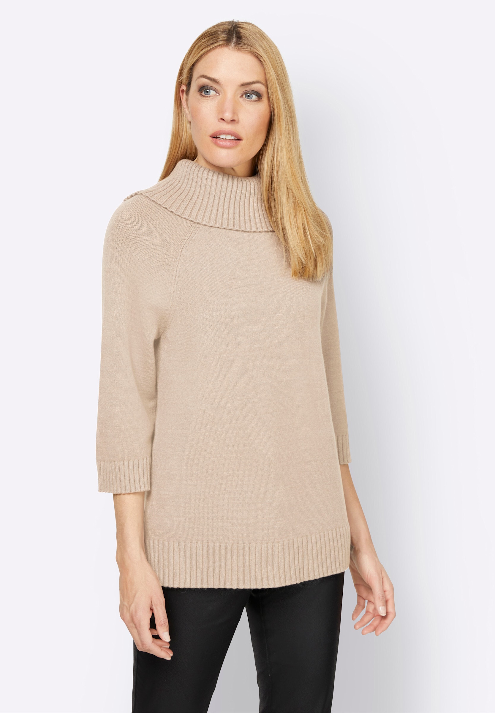 heine Strickpullover »Rollkragenpullover Rollkragenpullover mit 3/4-langen Raglan-Ärmeln«