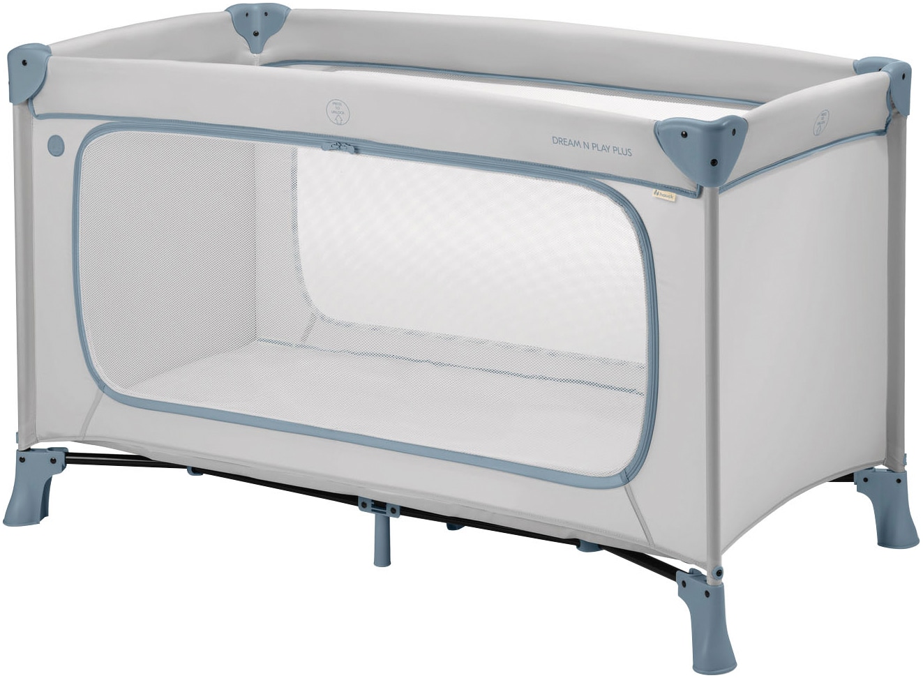 Baby-Reisebett »Dream N Play Plus, Dusty Blue«, Vorderausstieg