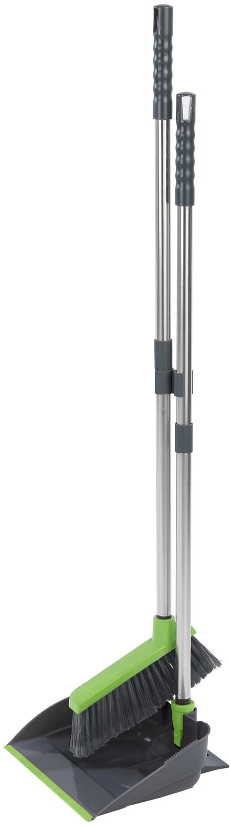 Maximex Kehrgarnitur Komplett-Set 2 Stk. aus Edelstahl klappbares Handfeger Set mit langem Teleskop-Stiel in silberfarben, Größe 0