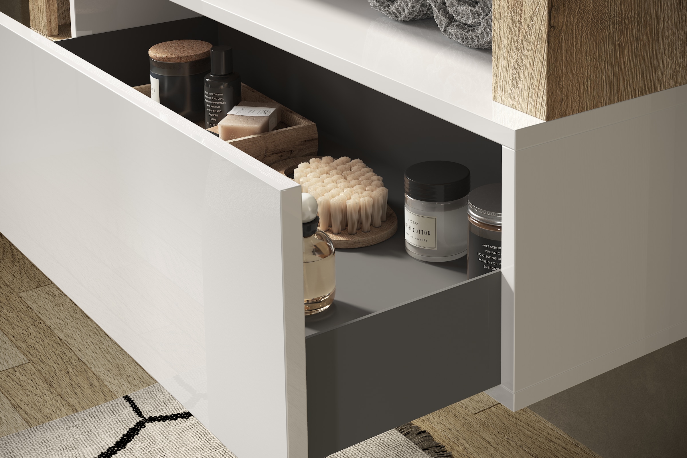 welltime Badmöbel-Set »Hamburg, Badezimmerset 2tlg. Breite 110 cm, Badmöbel, Waschtisch inkl.« Spar-Set, 2 Stk. tlg.