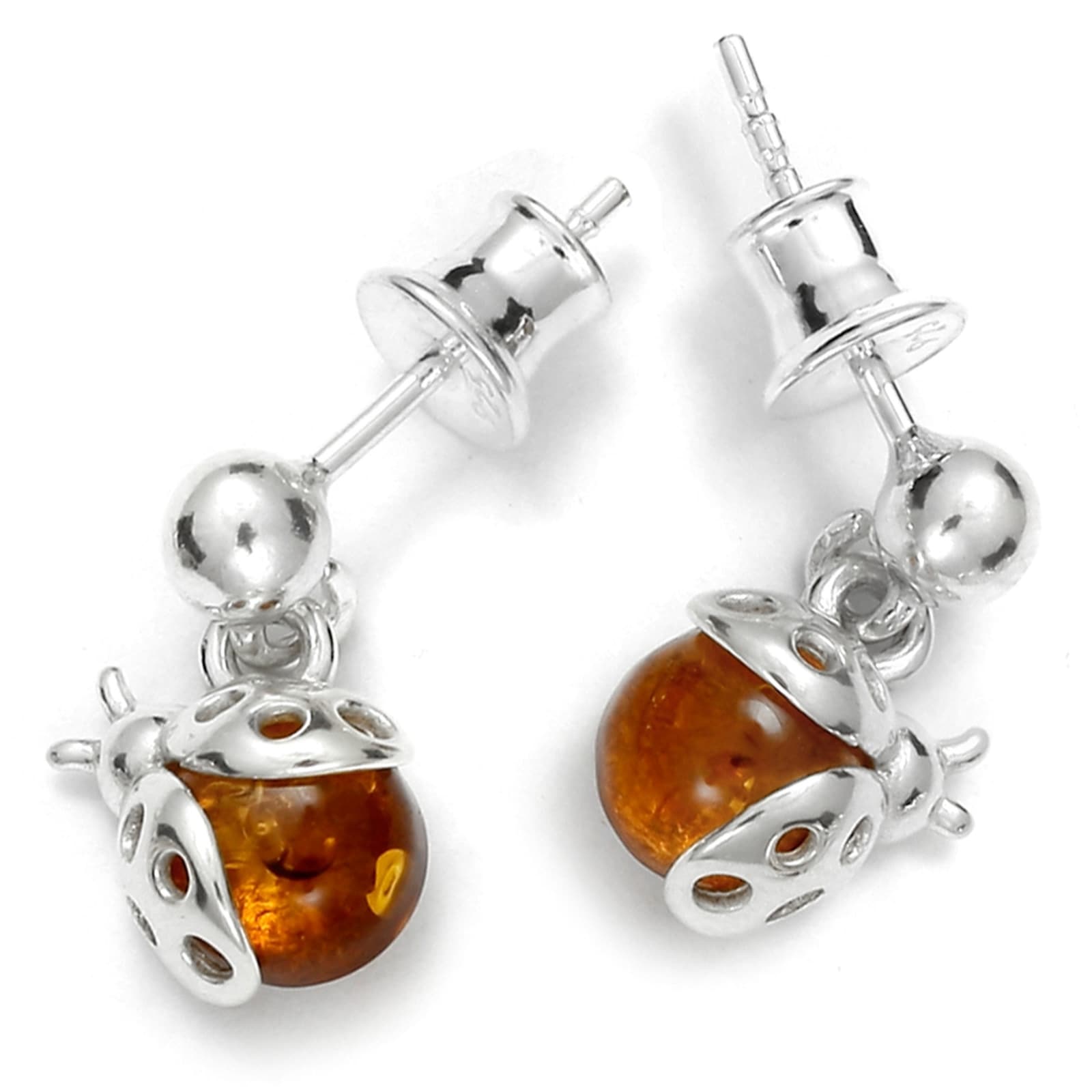 OSTSEE-SCHMUCK Paar Ohrhänger »- Marienkäfer - Silber 925/000 - Bernstein«