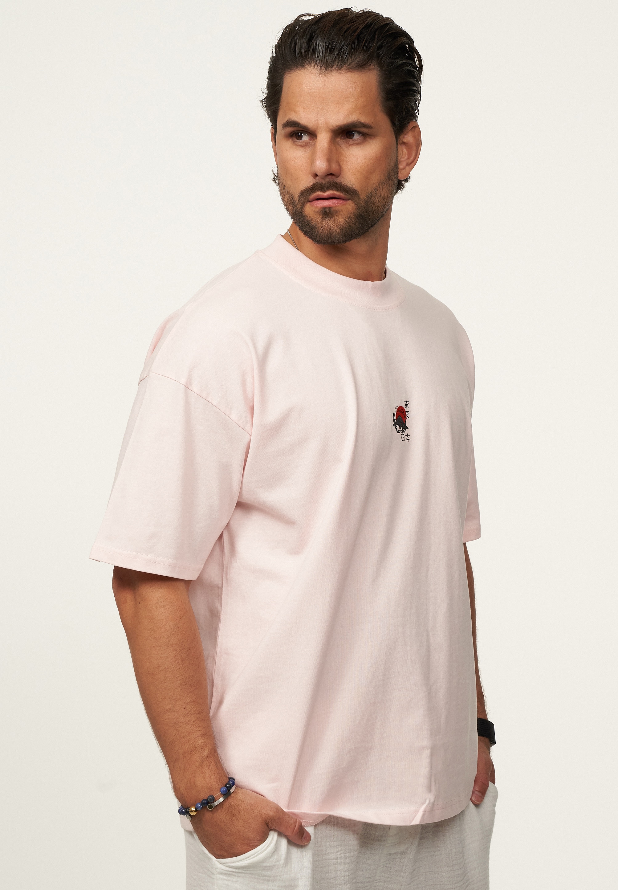 SOULSTAR T-Shirt »Kurzarm Oversize aus 100% Baumwolle mit Rundhalsausschnitt Crew Neck für Herren« Herren Oversize-Fit Kurzarm Shirt mit Rundhals-Ausschnitt