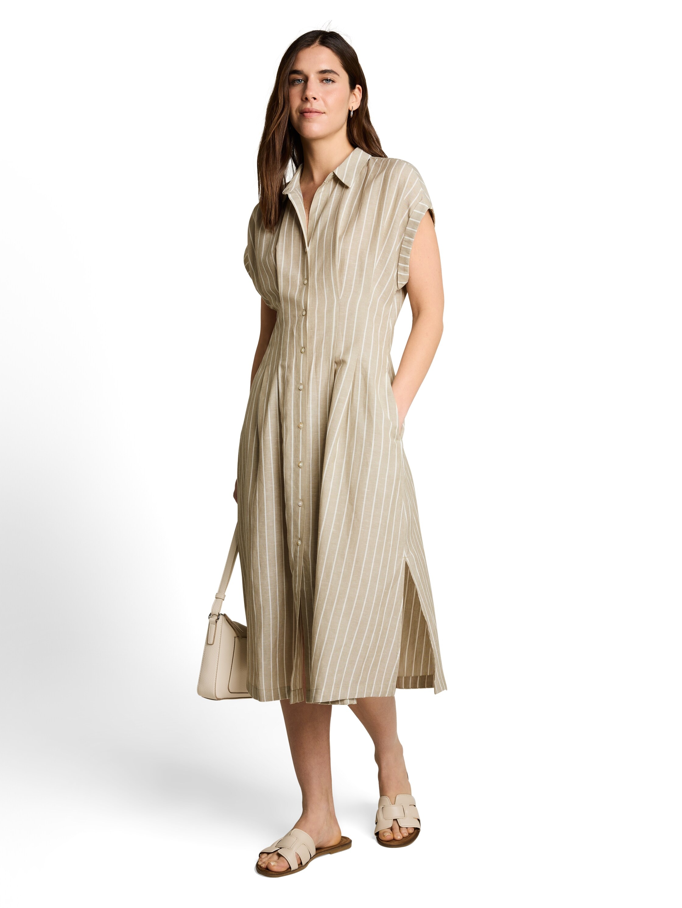 TOM TAILOR Midikleid Eingrifftaschen mit Streifen Muster