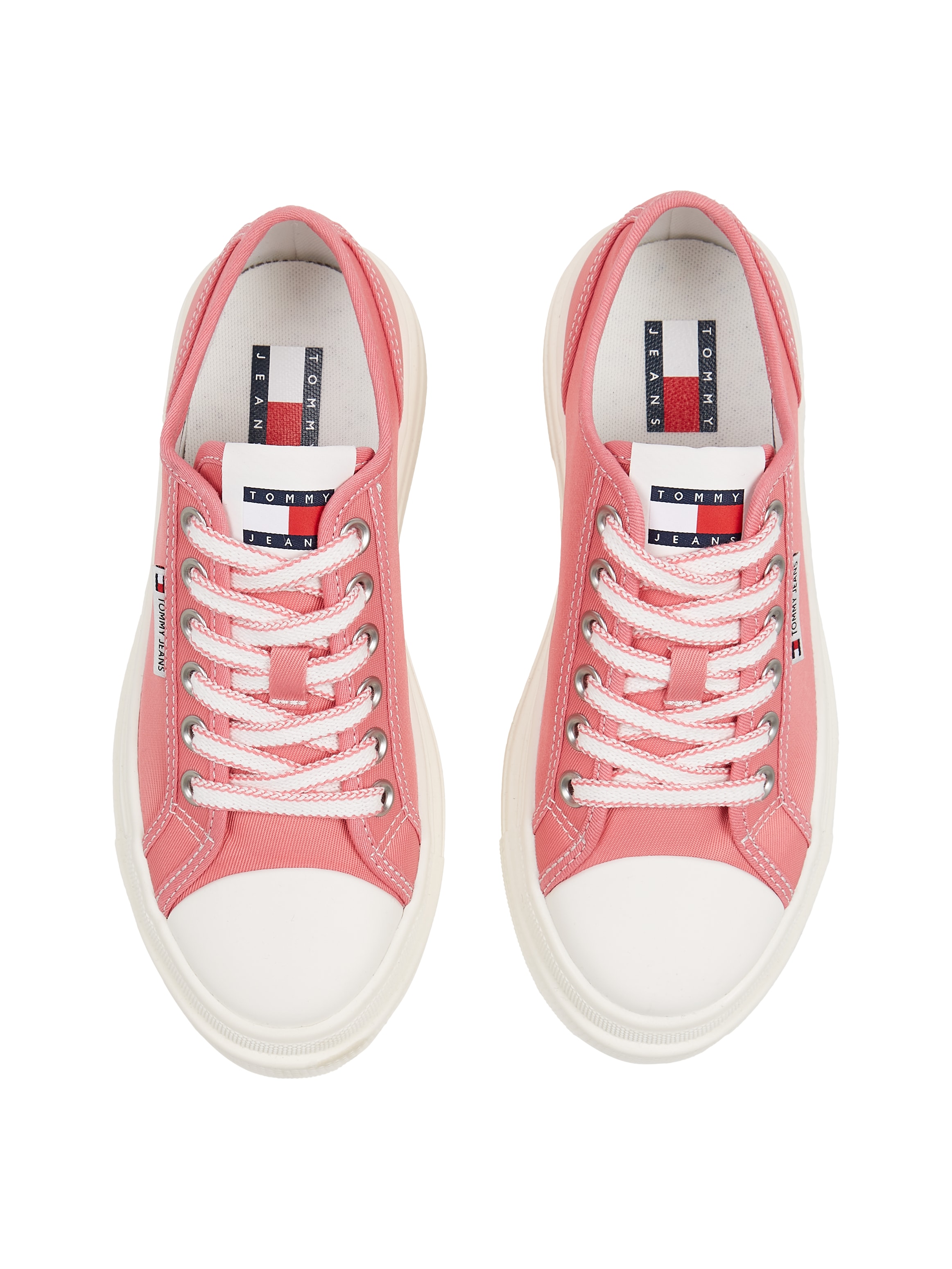 Tommy Jeans Plateausneaker »TJW FOXING FLATFORM SNEAKER LOW«, Freizeitschuh, Halbschuh, Schnürschuh mit trendigen Kontrastnähten