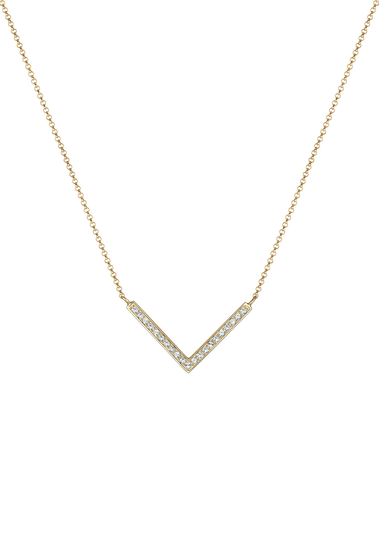 Elli Silberkette »Halskette V-Kette Kristalle 925 Silber«
