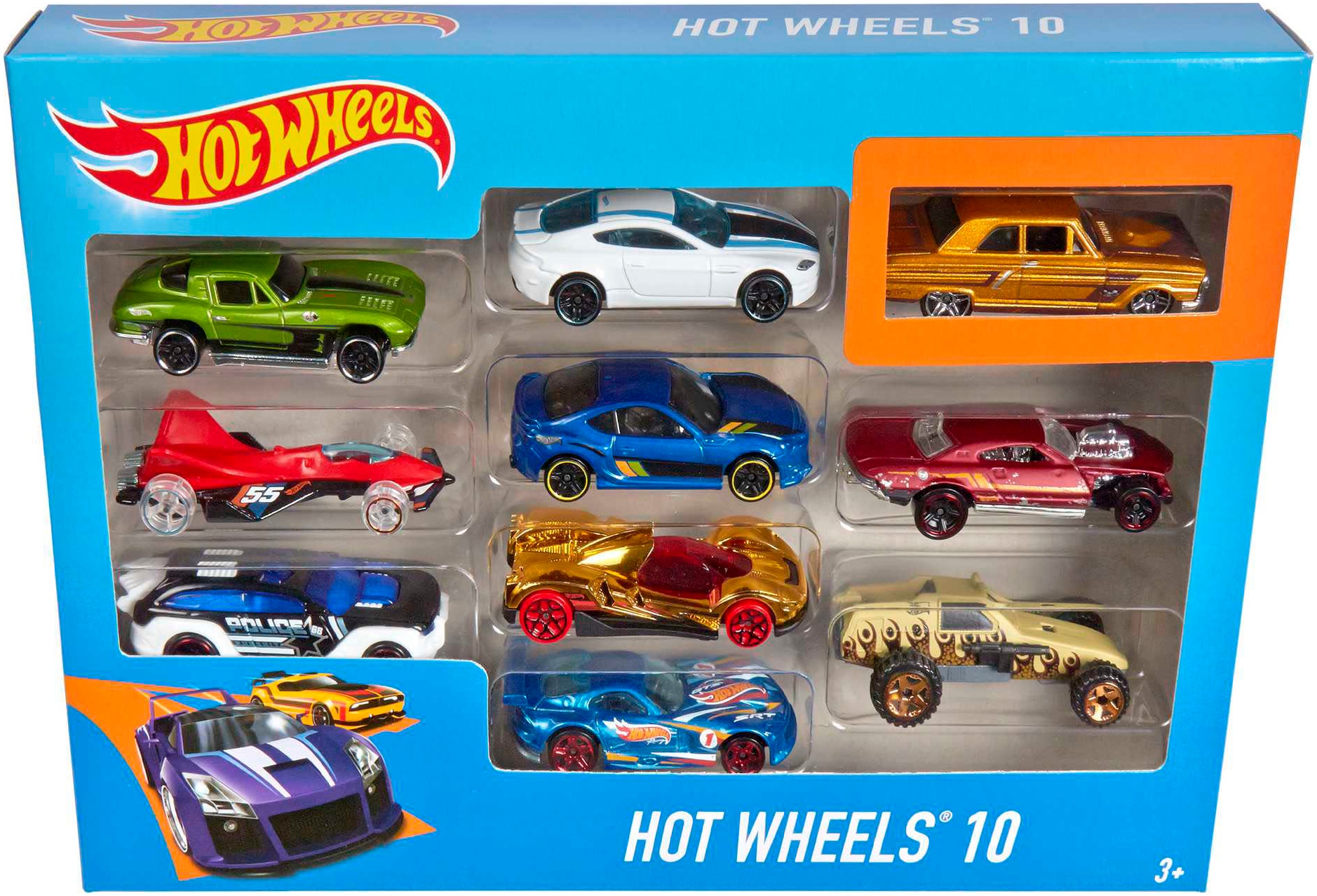 Hot Wheels Spielzeug-Auto »Hot Wheels Set mit 10 Fahrzeugen«, (Set, 10 tlg.), im Maßstab 1:64, sortiert