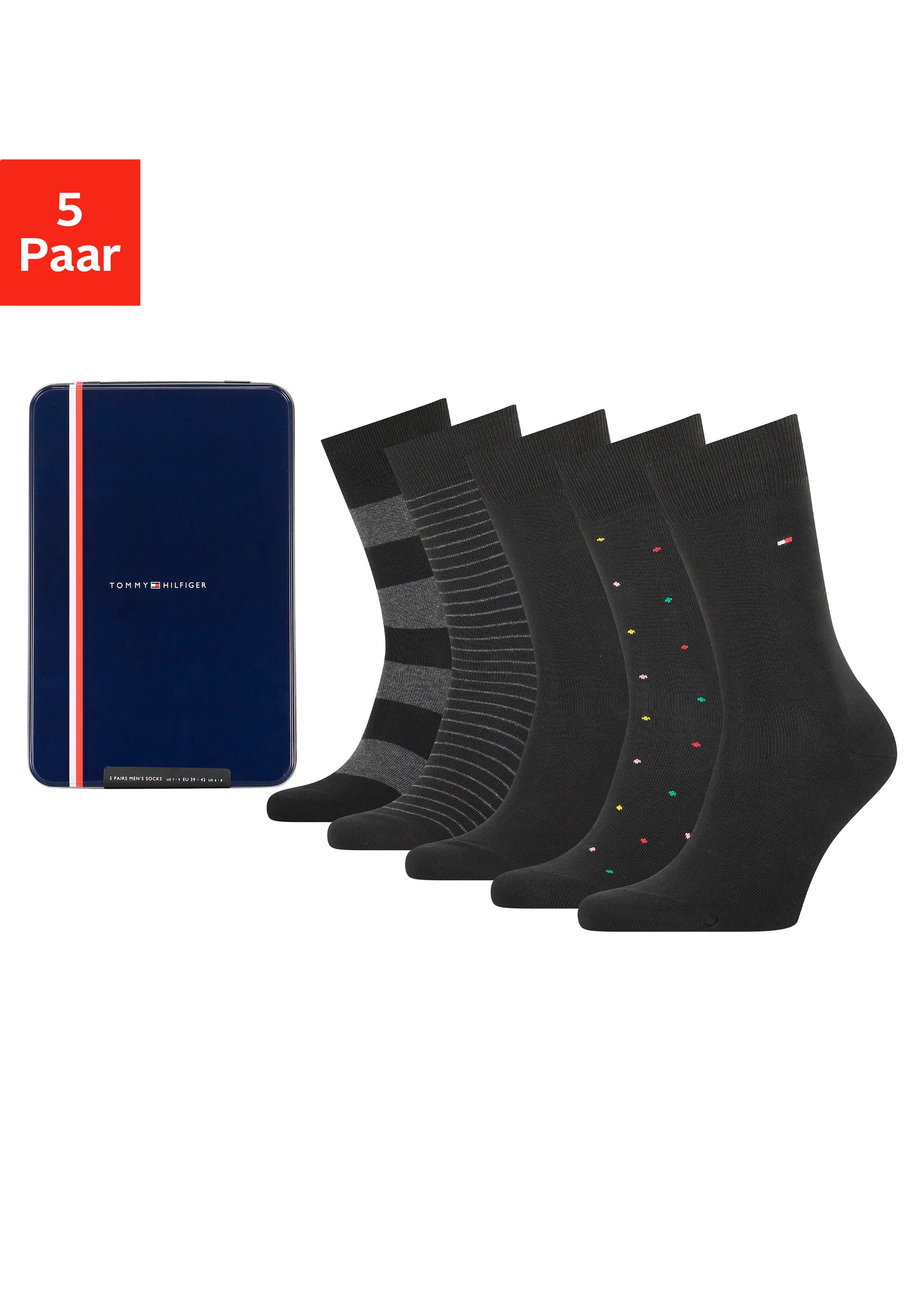 Tommy Hilfiger Socken, (Dose, 5 Paar), in ansprechender Geschenkbox