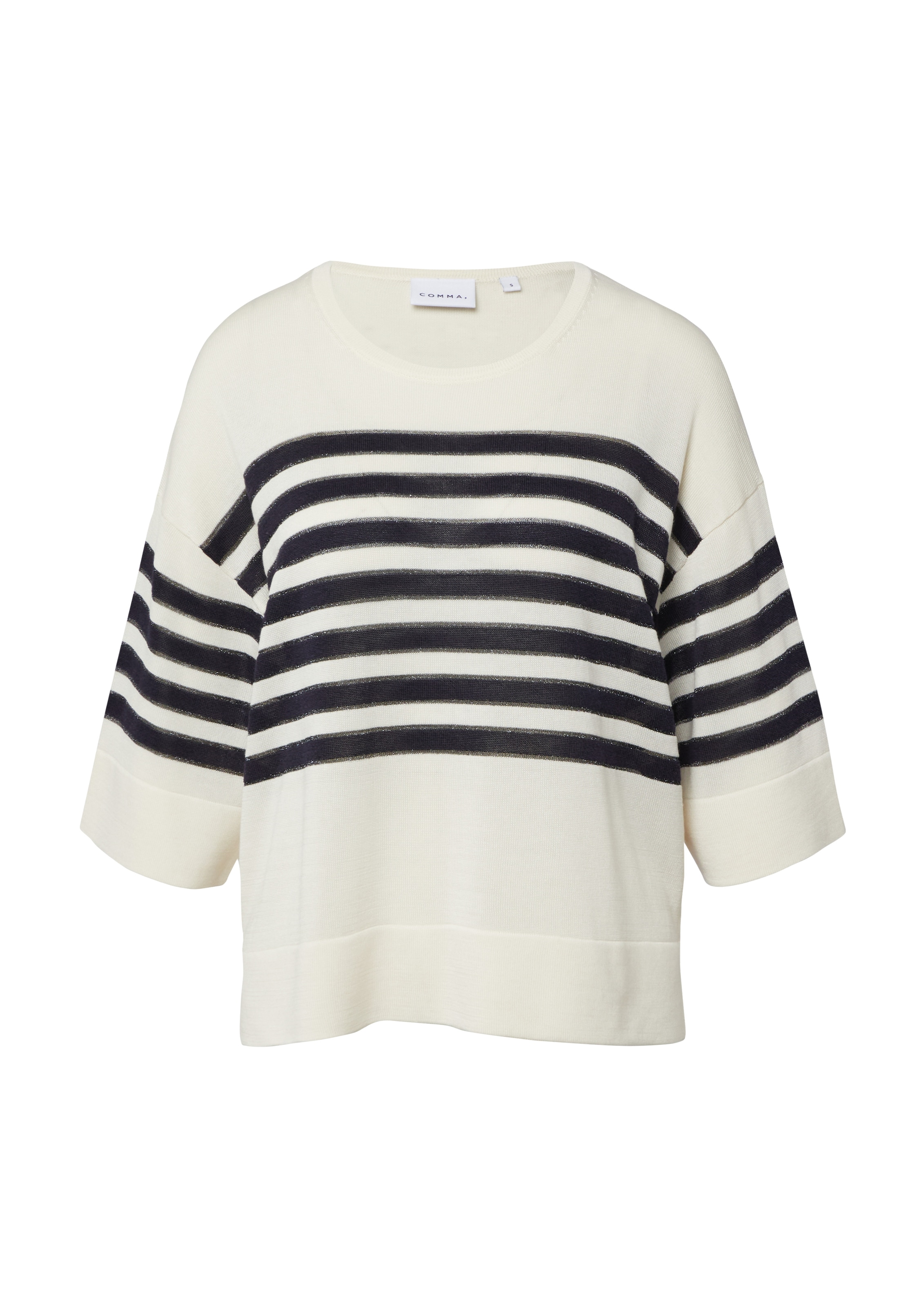 Comma Strandpullover mit 3/4-Ärmeln, atmungsaktiver und elastischer Materialmix