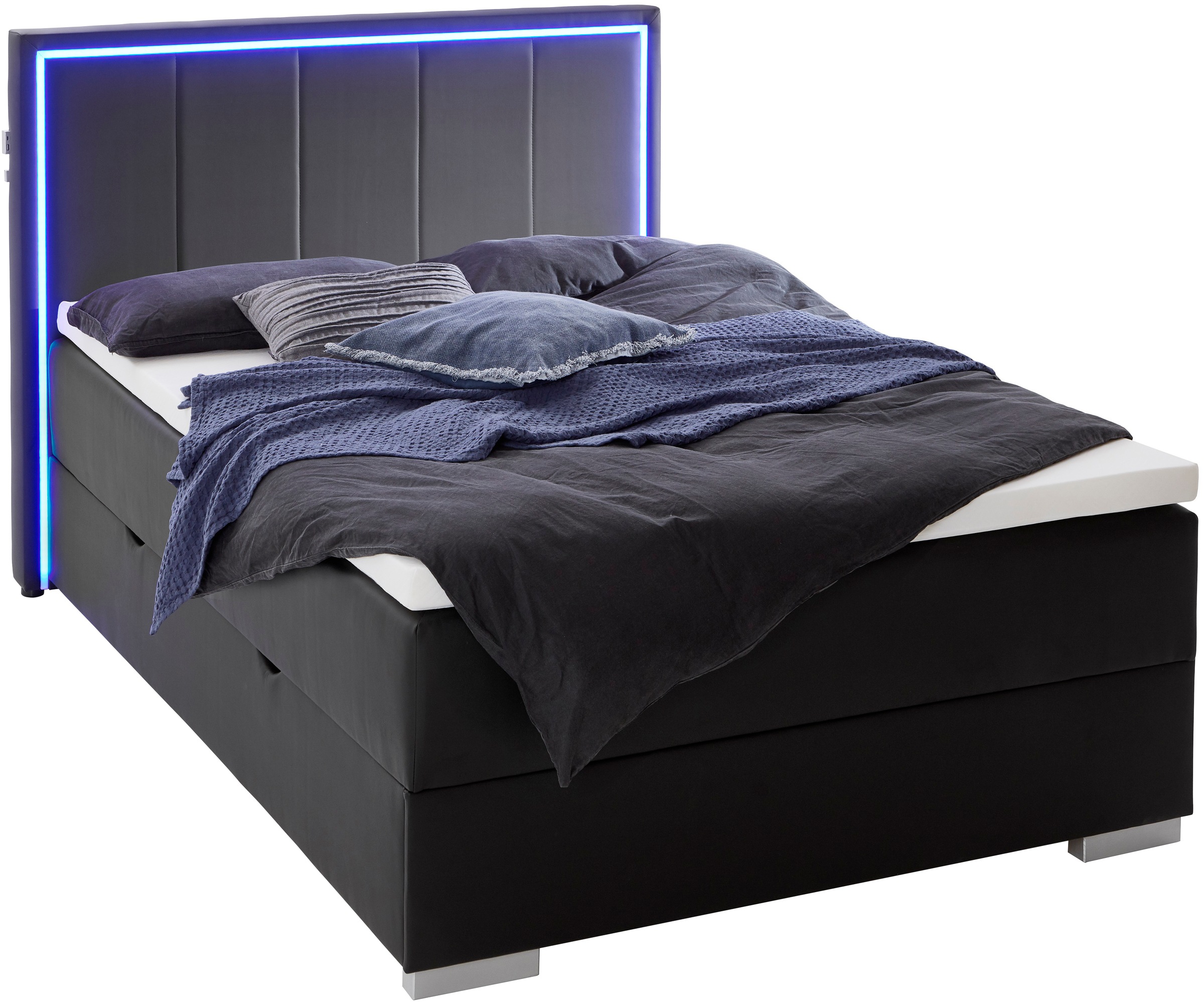 meise.möbel Boxbett »Colorado«, inkl. LED-Beleuchtung im Kopfteil, Bettkasten und Topper