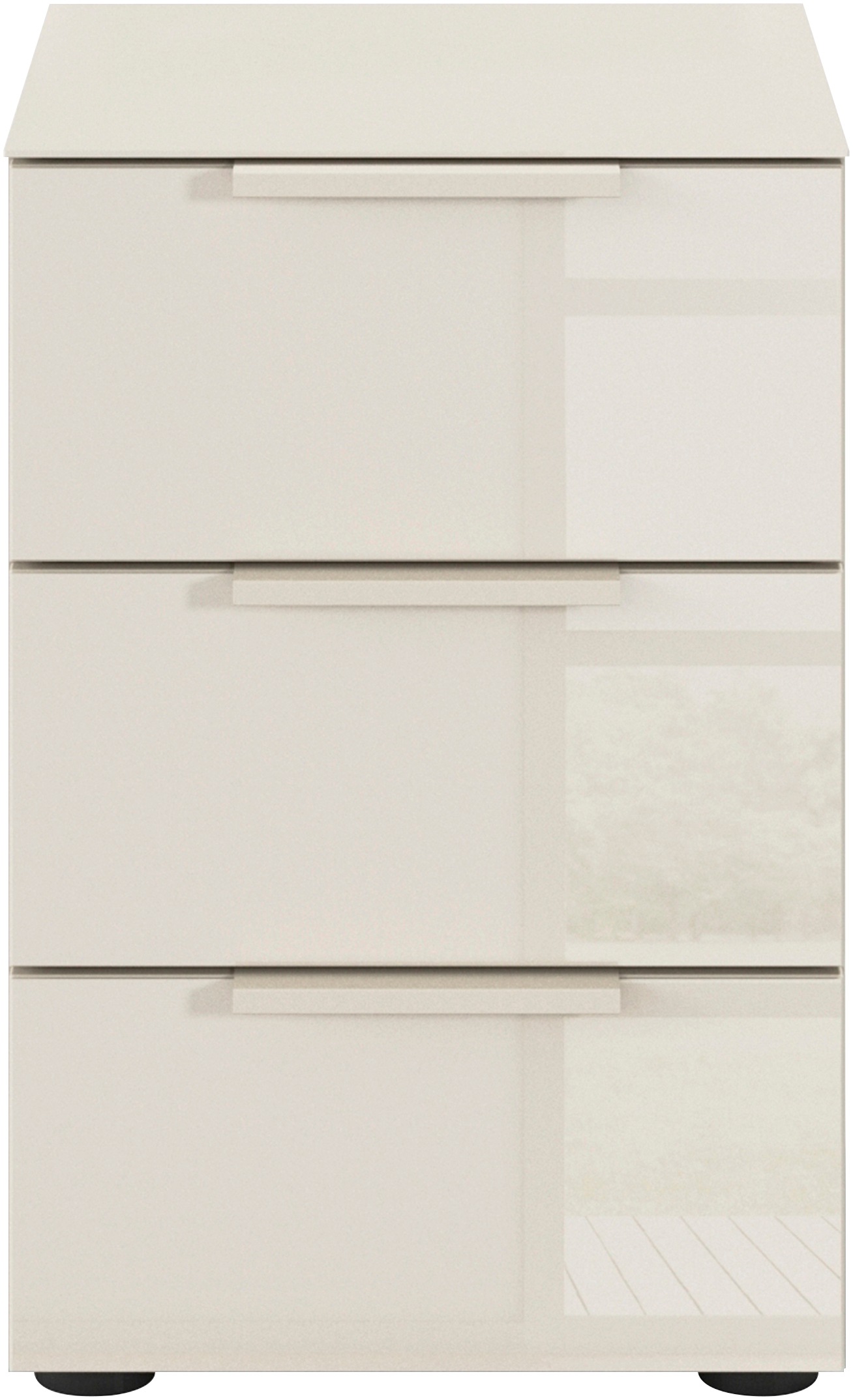 rauch Nachtkommode »Nachttisch Nachtschrank Nachtkonsole FLIPP mit Glasfront«, (Breite 40 cm), mit 3 Schubladen und Soft-Close-Funktion, Oberboden und Front Glas