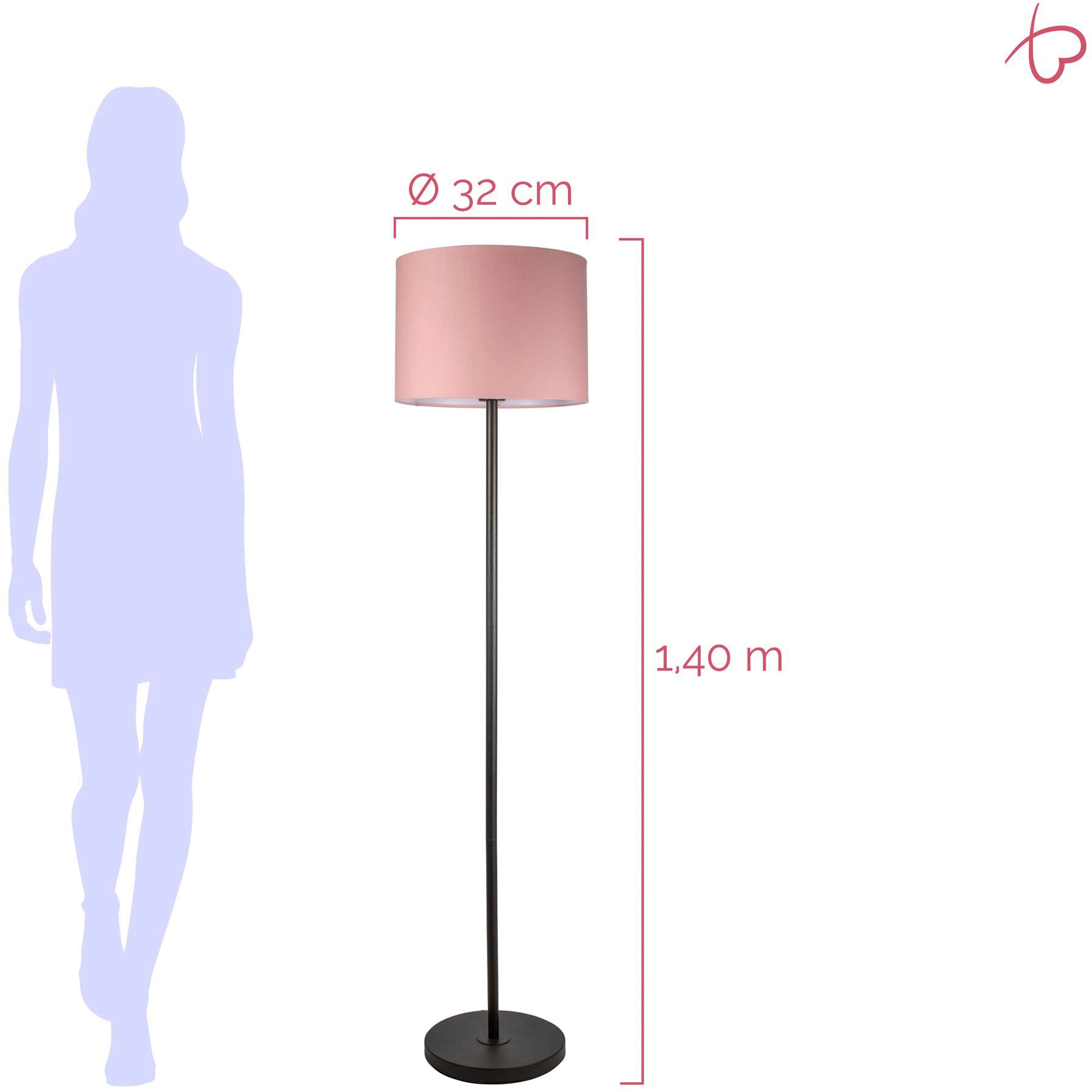 Pauleen Stehlampe »Grand Reverie«, 10 flammig, Leuchtmittel E27 | ohne Leuchtmittel, E27, Stoffschirm Rosa