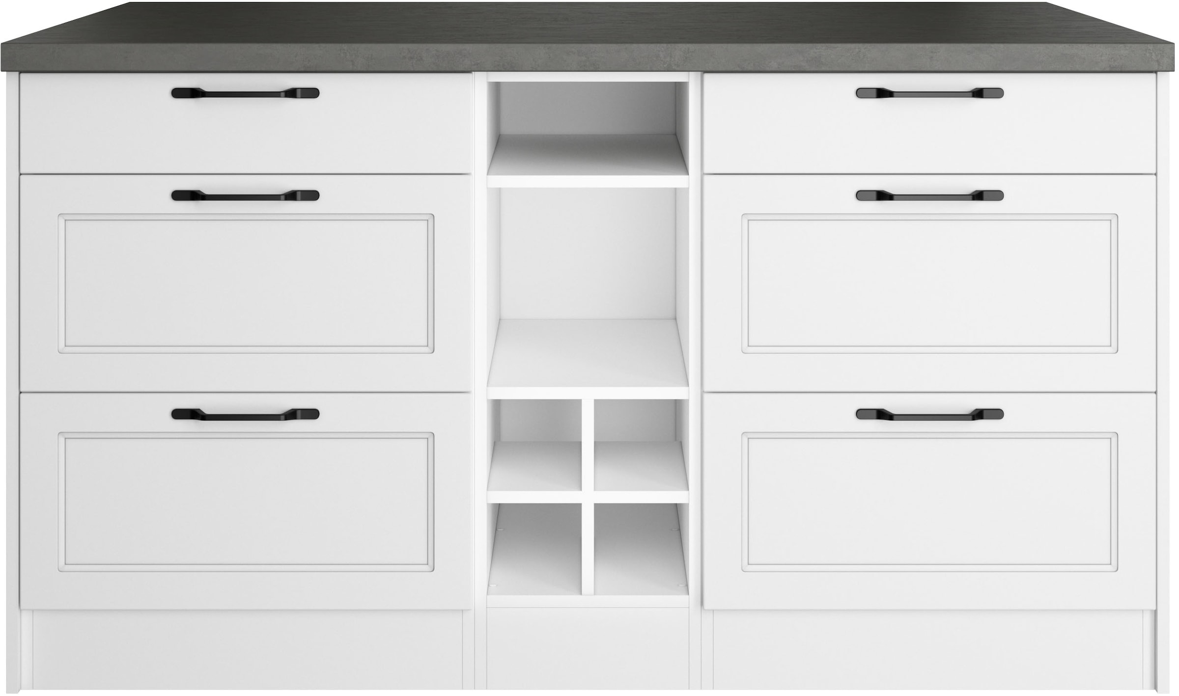 KOCHSTATION Kücheninsel »KS-Lani, Breite 153 cm, mit Flaschenregal«, MDF-Fronten, Arbeitsplatte 38mm stark