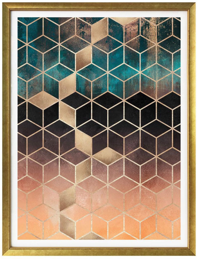 Wall-Art Poster »Gold Grün Geometrie«, Schriftzug, (1 St.) online bei OTTO | Poster