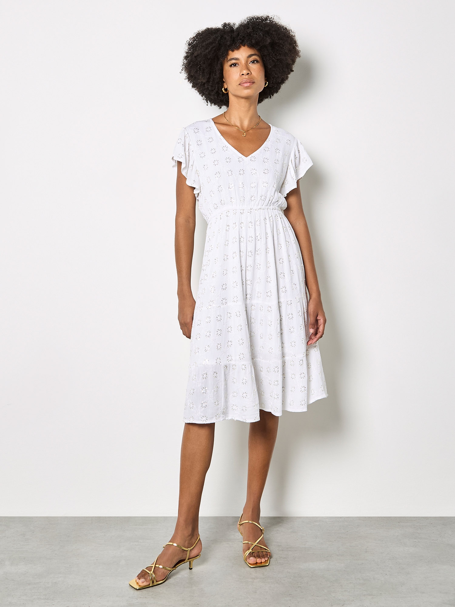 Apricot Minikleid »Midikleid« mit Stickerei und Pailletten