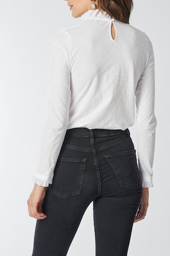 RICHROYAL Langarmshirt »2409 O Slub F LS«, mit Rüschenkante an Ausschnitt und Ärmelsaum