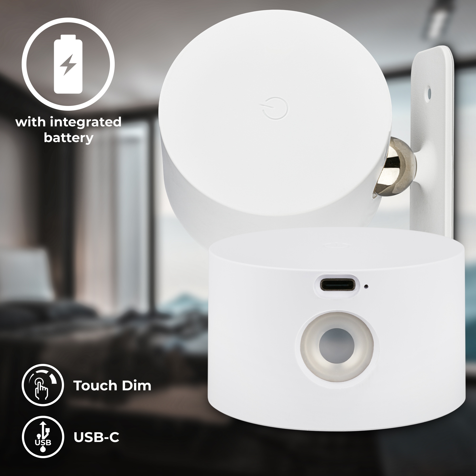 B.K.Licht LED Wandleuchte »BKL1596 Magnetische Akku Wandlampe, 3-Stufen Dimmer, mit USB-C« LED-Modul 1 Stk. Tageslichtweiß CCT-Funktion, 150Lm, 2W, 14h Leuchtdauer, 4,5 x 8 x 9,5 cm, Weiß