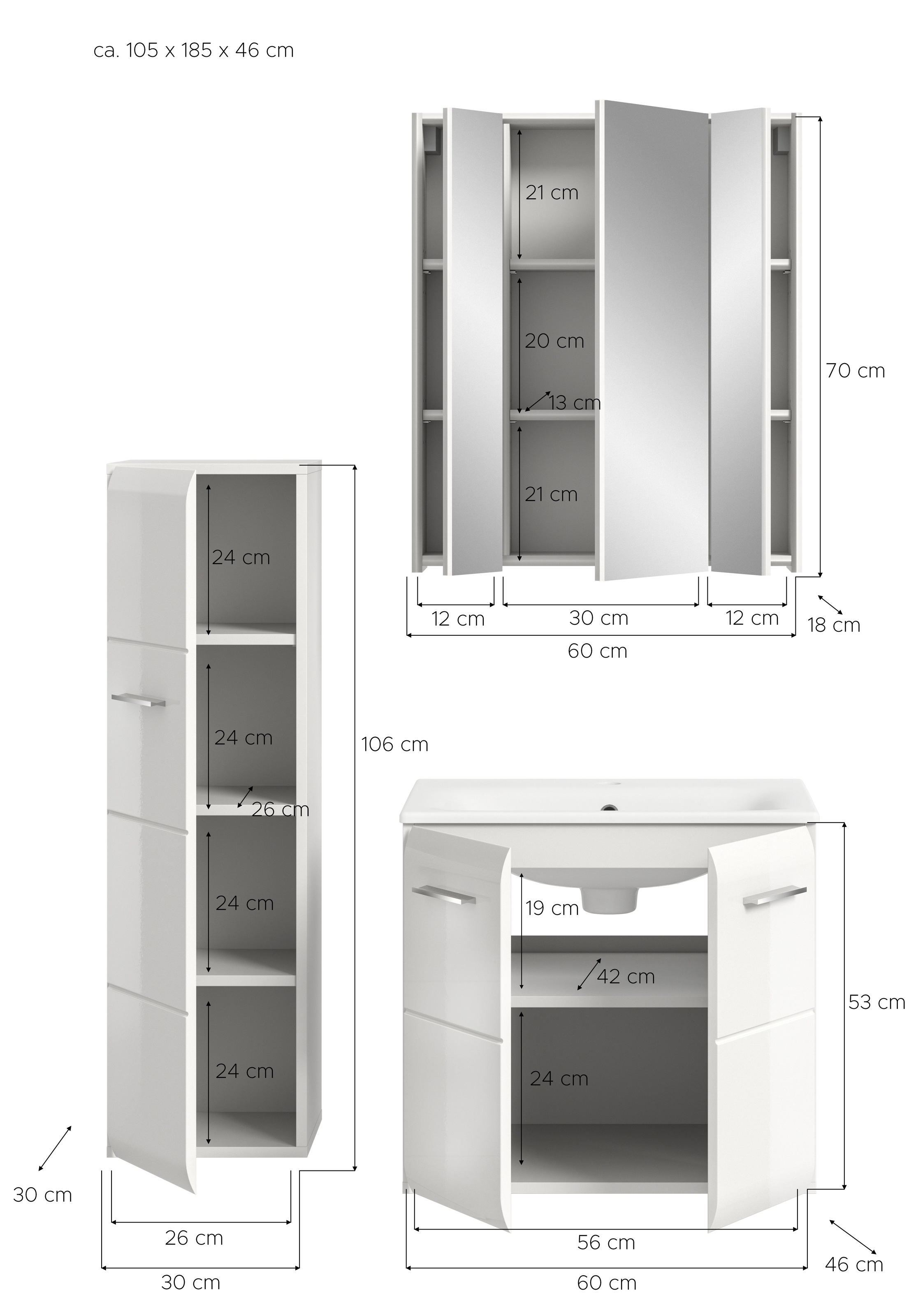 welltime Badezimmer-Set Set, 4 Stk. tlg.